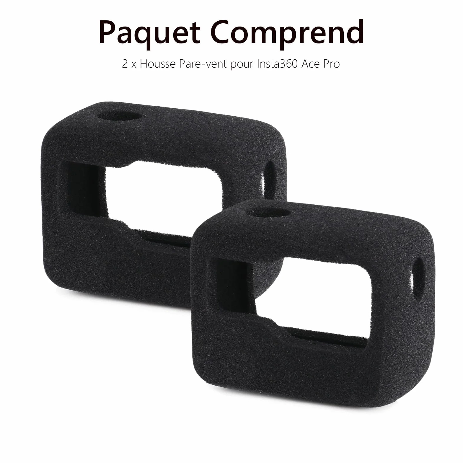 HSU 2 Pièces Coque de Protection Anti-Vent pour Insta360 Ace Pro, Boîtier en Mousse de Réduction de Bruit