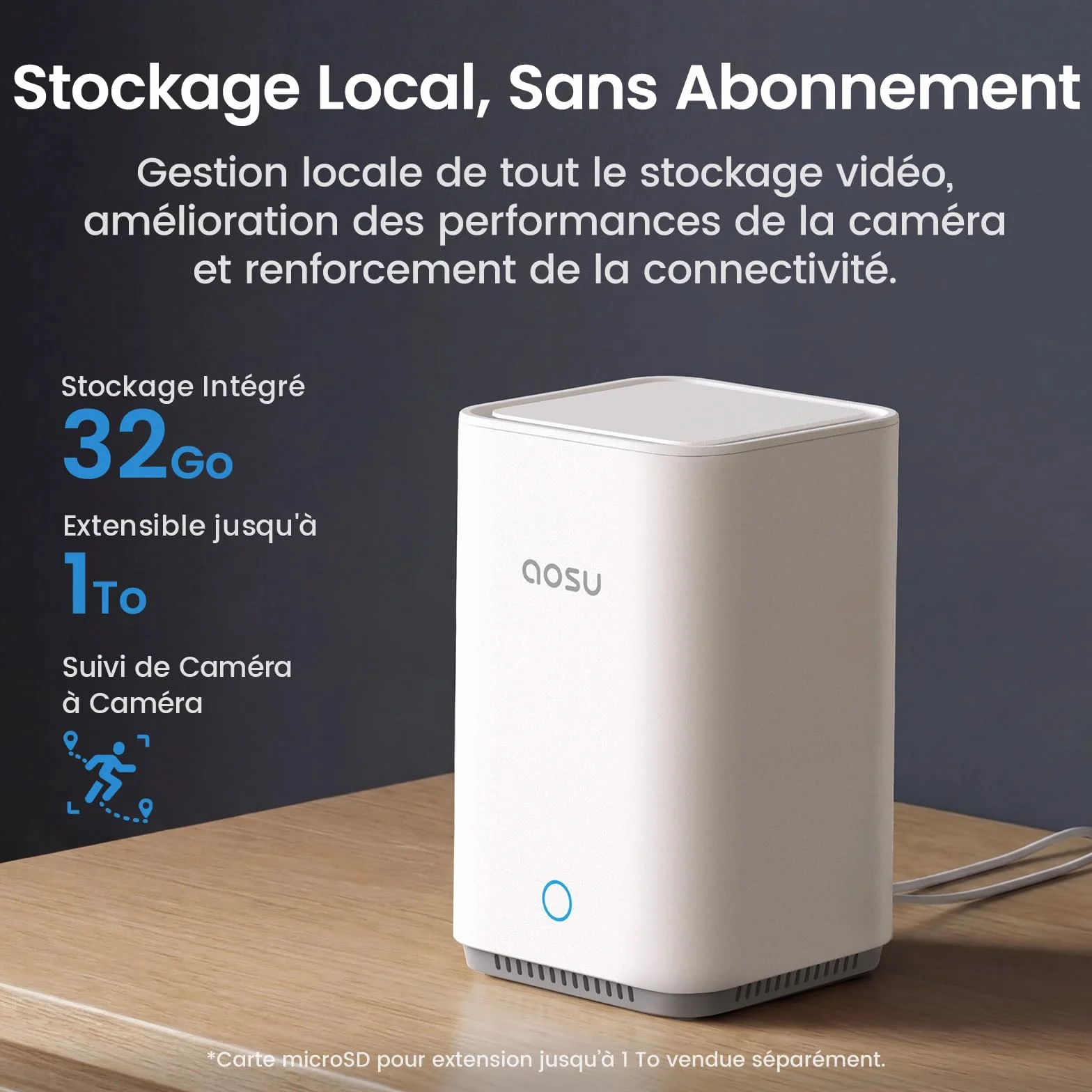 aosu 2K Camera Surveillance WiFi Exterieure sans Fil Solaire, Kit 4 Cam + aosuBase 2.0, sans Abonnement Requis, Extensible Jusqu’à 1 to, Vision Nocturne Couleur AI PIR Détection Suivi Inter-Caméras