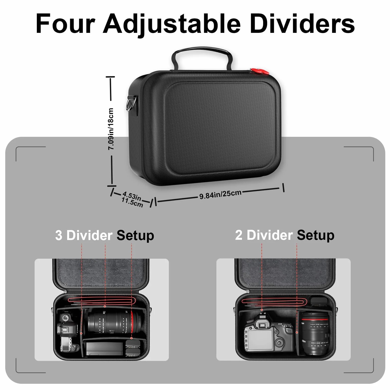 ProCase Étui Housse Rigide Rembourrée pour Appareil Photo DSLR/SLR Canon EOS 2000D R100 R50 Nikon Pentax Sony Noir