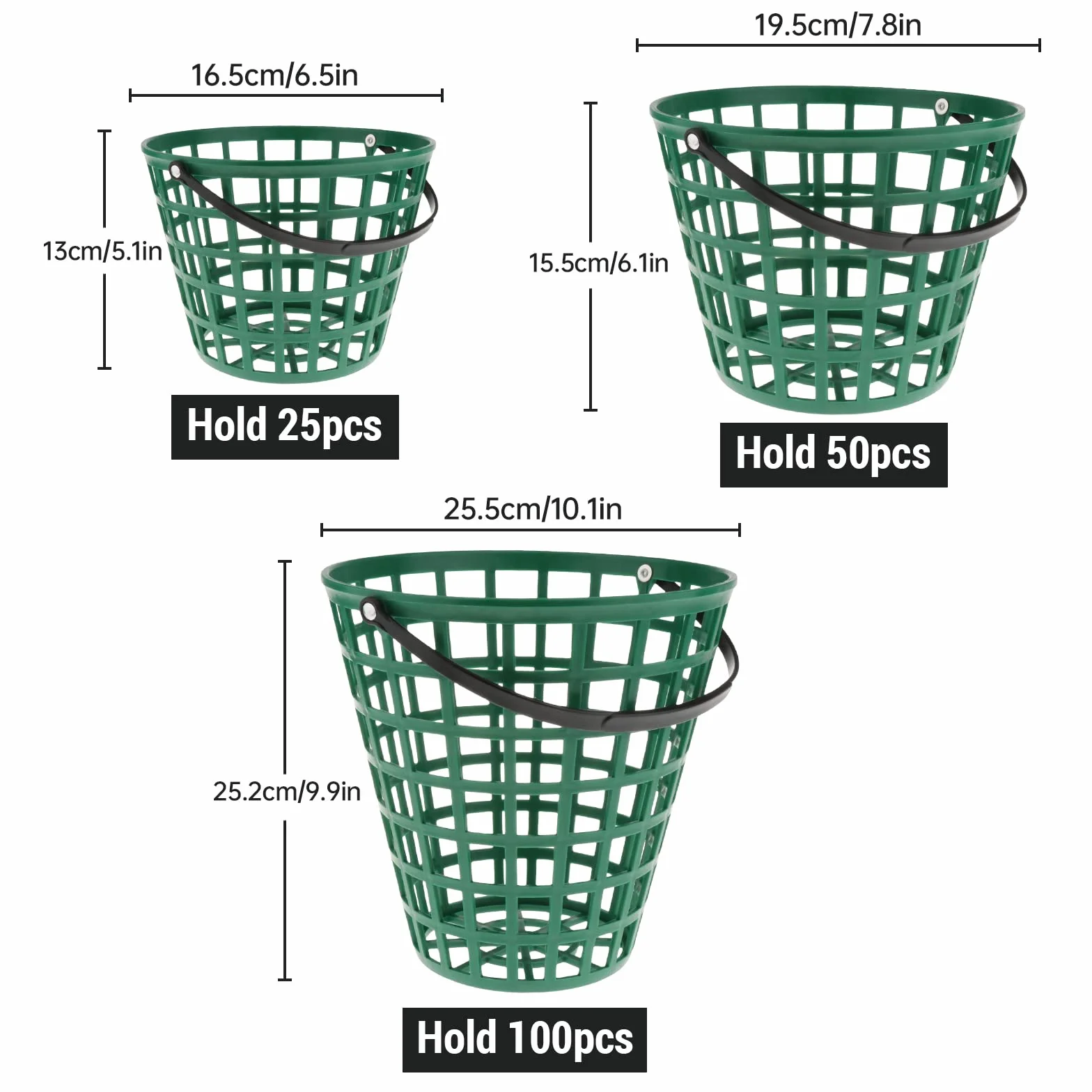 T TOOYFUL Golf Panier Collecte Balles Seau Stockage Poignée 50 Boules