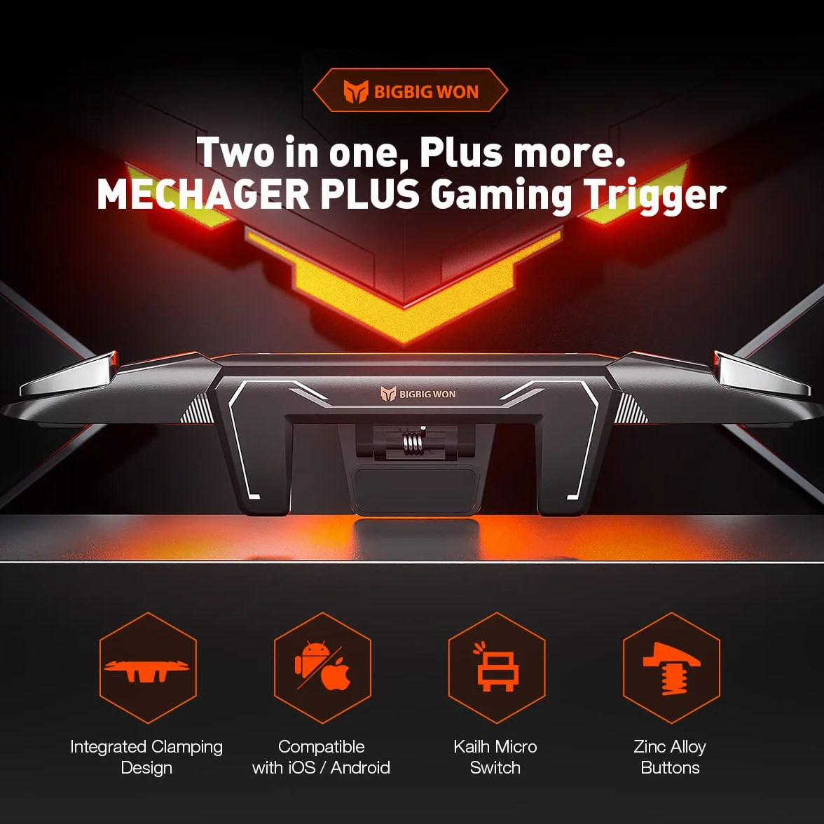 BIGBIG WON Déclencheurs de Jeu, Contrôleur de Jeu Mobile pour PUBG/Fornite/Call of Duty Déclencheurs Mobiles Intégrés Aim Button Shooter Joystick pour iPhone et Android Déclencheur de Jeu Mobile Noir