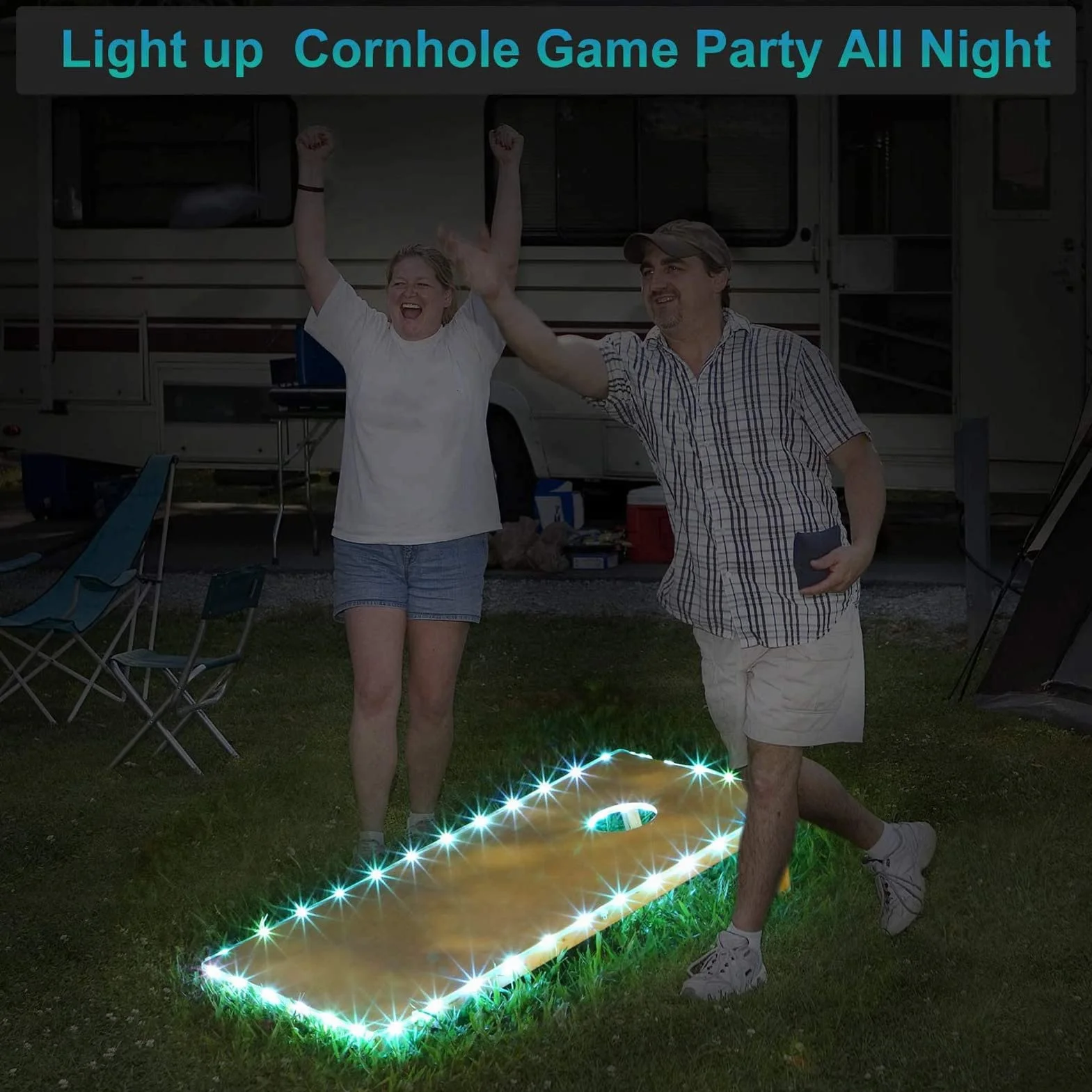 Fockety Lumières LED pour Cornhole, 2Pcs, RVB Télécommandée