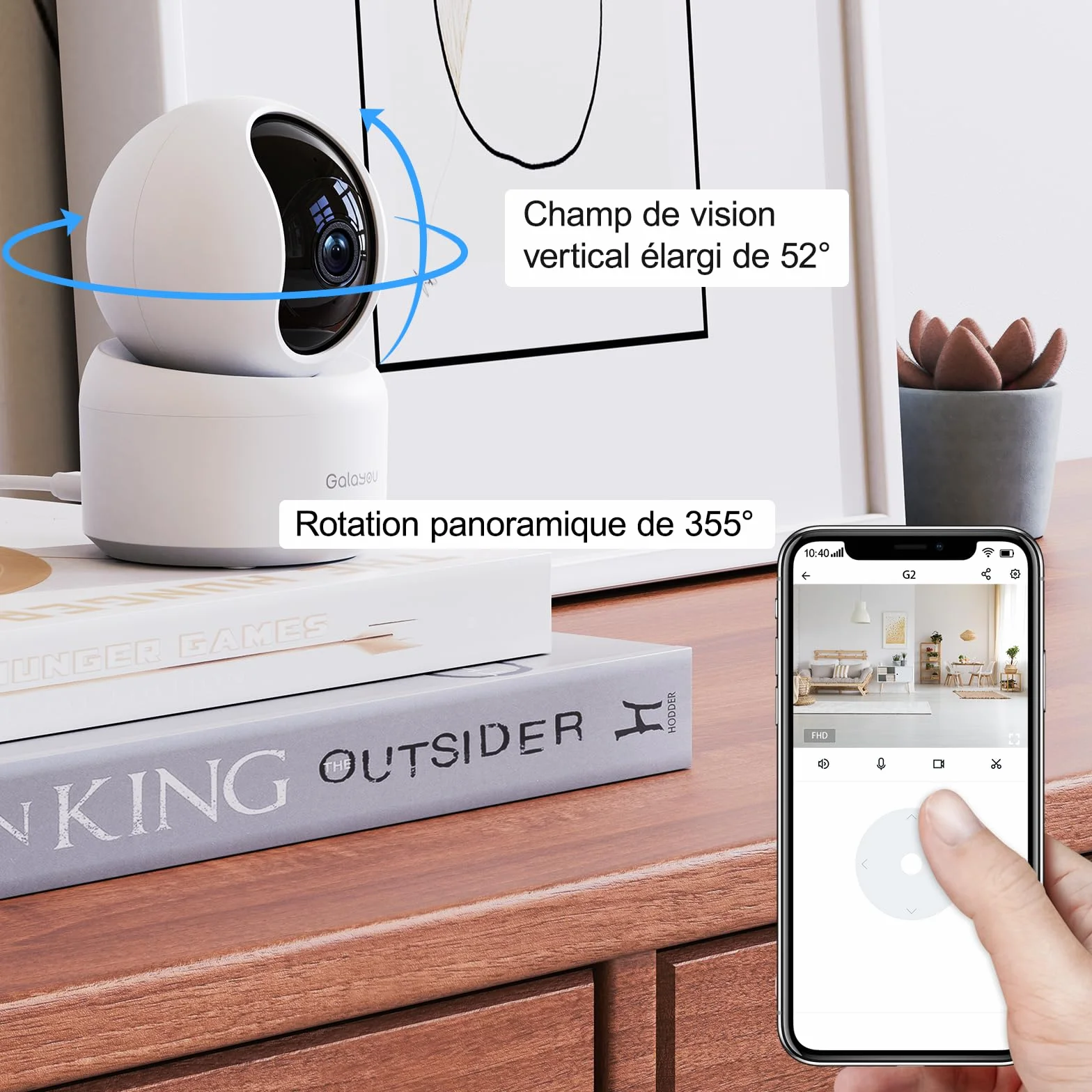 GALAYOU 2K(3MP) Camera Surveillance WiFi Intérieure - Caméra Interieur Maison 360°, Détection Humaine AI, Suivi Intelligent pour Bebe/Chien/Chat/Animaux, Alerte Instantanée G2 (Lot de 2)