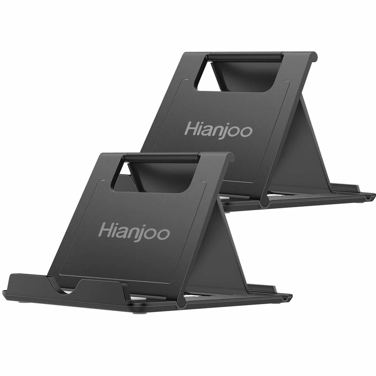 Lot de 2 Support Téléphone Bureau Pliable Compatible Smartphone Tablette Noir