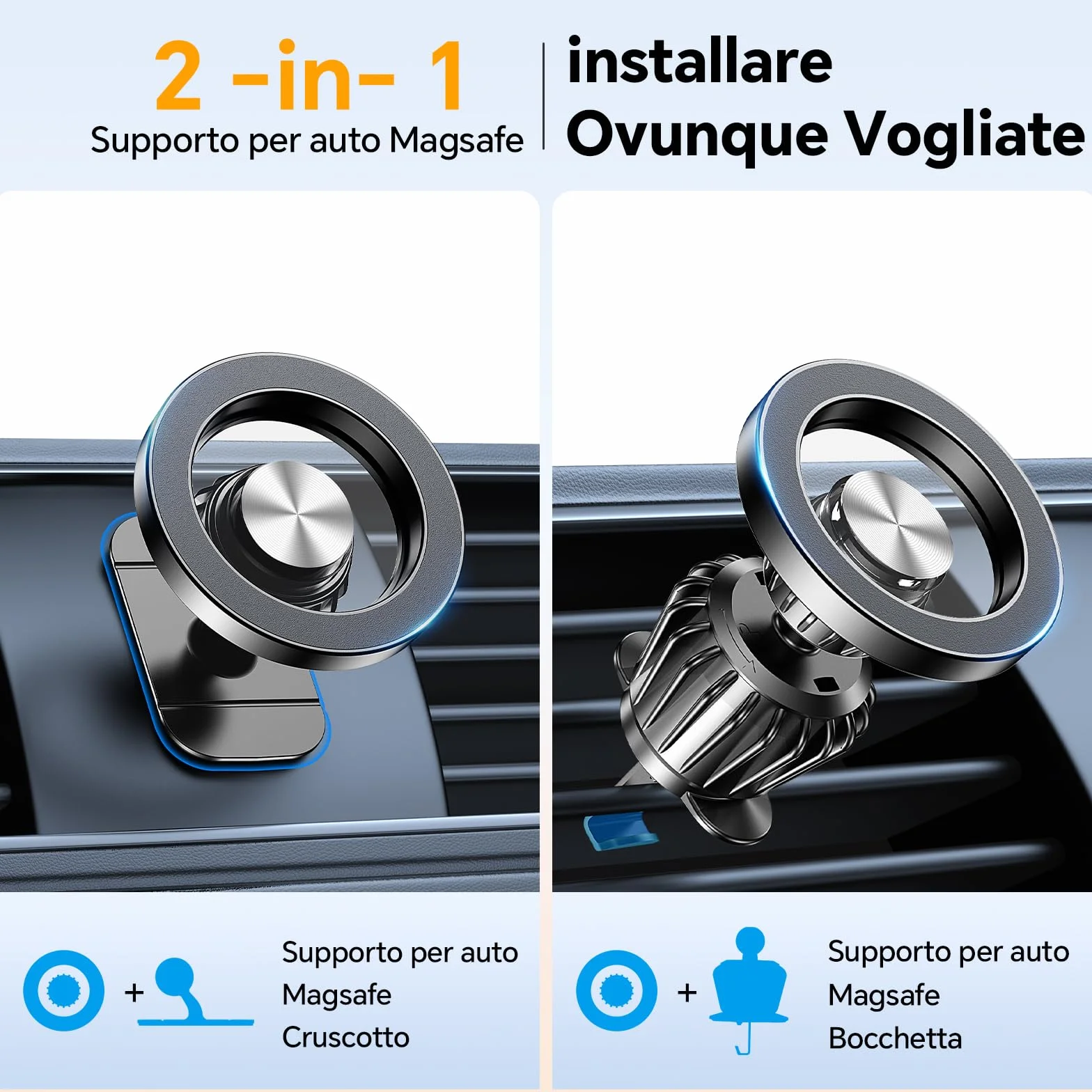 Coolpow Support Telephone Voiture Magsafe【Super Aimants】 Porte Téléphone Voiture Aimanté【360°Rotation】Aimant Telephone Voiture GPS Accessoire Voiture Interieur pour iPhone 17 Pro Max 16 15 14 13, Noir
