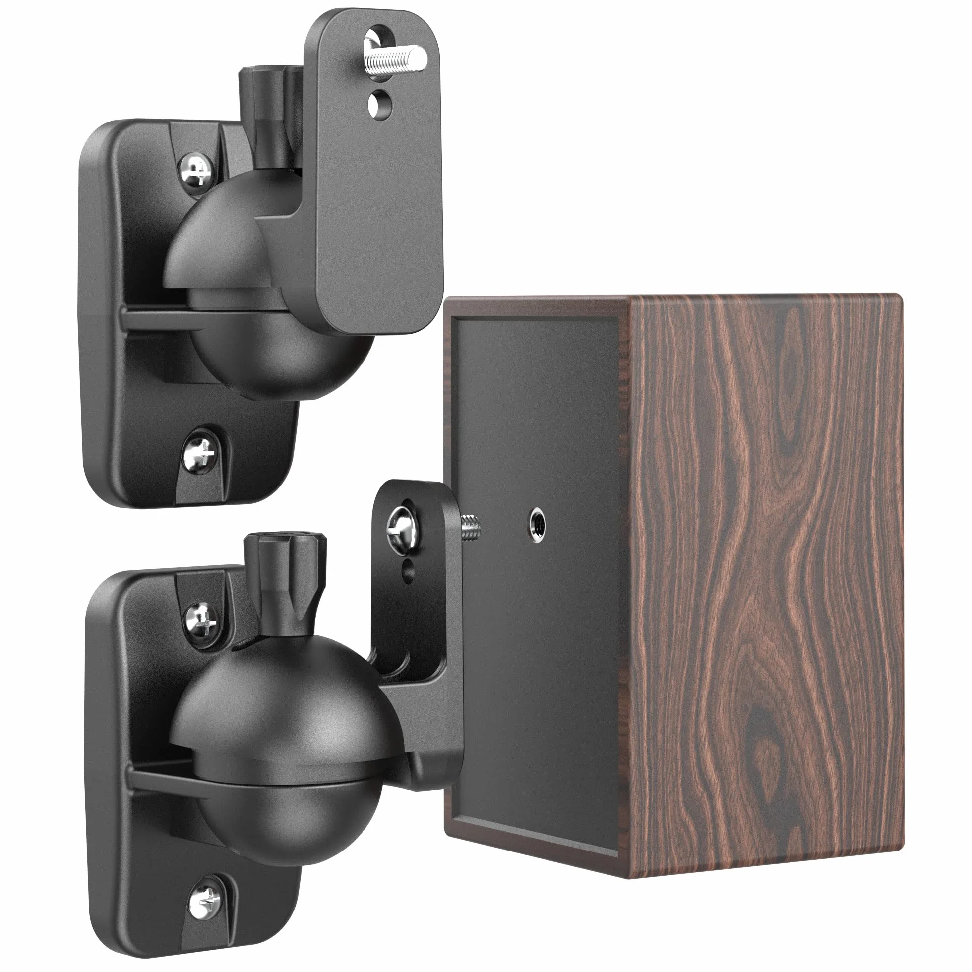 Cozycase Universel Support Mural pour Enceintes 2 pièces Rotation + Inclinaison Ajustable jusqu'à 3,5 kg, avec 3 Types de vis (Noir)