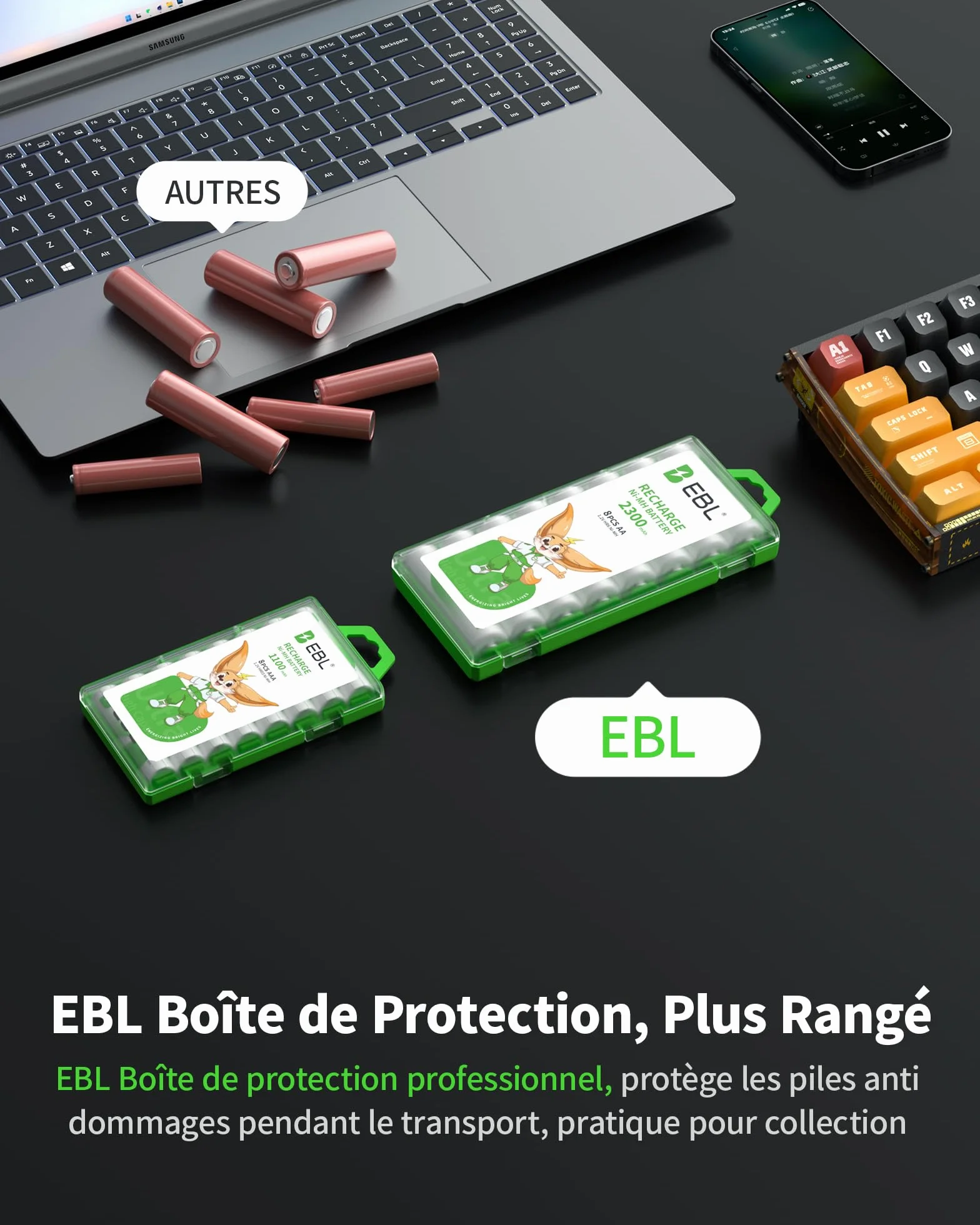 EBL Lot de 16 Piles Rechargeables AA AAA Ni-MH 1.2V HR6 HR03