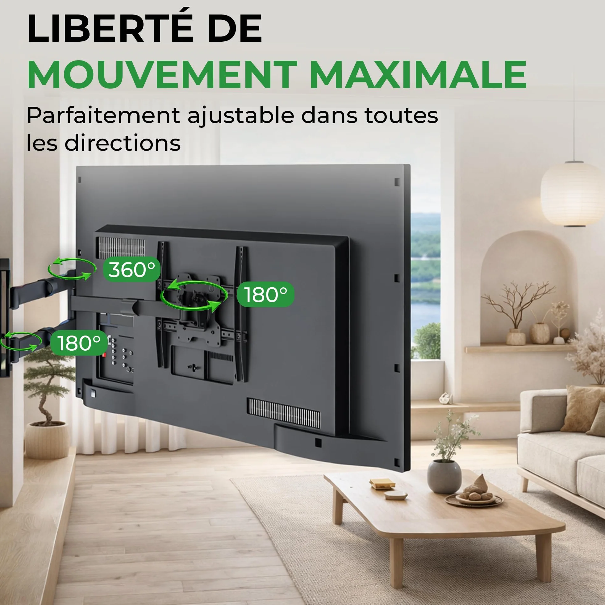 TiTon 120 cm - Support Mural TV - 40 kg - VESA 400x400 - Fixation Murale TV de 42 Pouces à 75 Pouces - Kit Complet d’Installation Inclus
