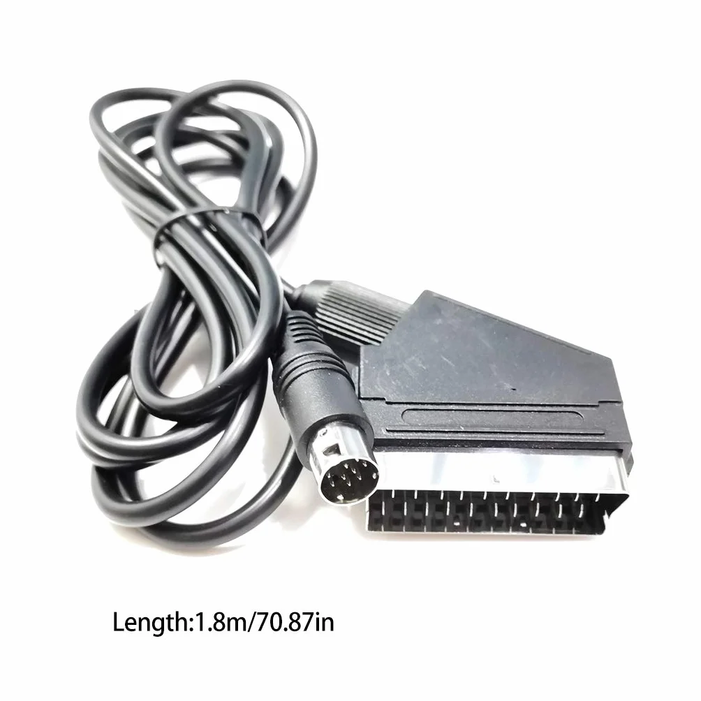 SHOTAY Câble, câble Adaptateur OFC Péritel RVB/RGBS 1,8 m pour Console de Jeu Sega MD2 Câble péritel RVB 9 Broches V Pin/C Pin Noir