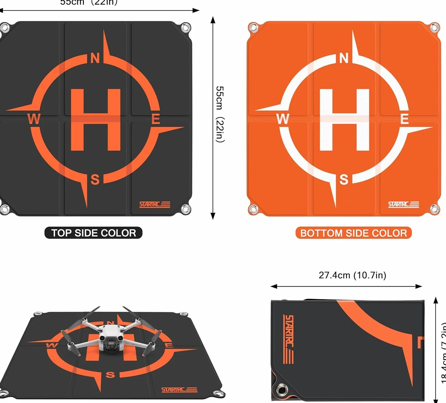 STARTRC Drone Landing Pad,50cm(19”) RC Hélicoptère Piste Pliable d'atterrissage pour DJI Mini 4k/Mini 4 pro/Avata 2/Mini 3 Pro/Mini 2 SE/Mavic 3/Air 3/ Mavic Mini 2/Mavic Air 2/Mavic 2 /FPV Drone