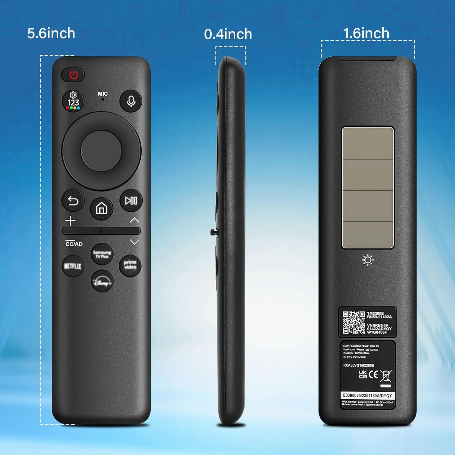 BN59-01432A Télécommande de Remplacement pour Samsung,Télécommande vocale Universelle Solaire pour Samsung Smart TVs,Samsung Smart 4K HD TV avec 4 Touches de Raccourci