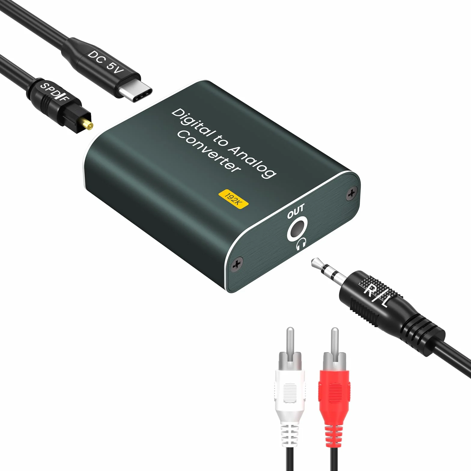 Adaptateur Optique Jack DAC Audio Convertisseur 192kHz Optique Numérique vers Analogique 3,5 mm AUX SPDIF