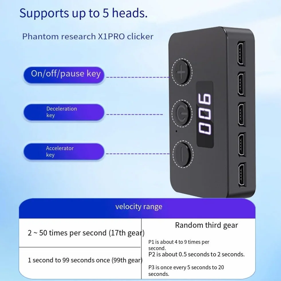 Écran de téléphone portable à clic automatique avec paramètres de vitesse réglables pour jeux et applications (2)