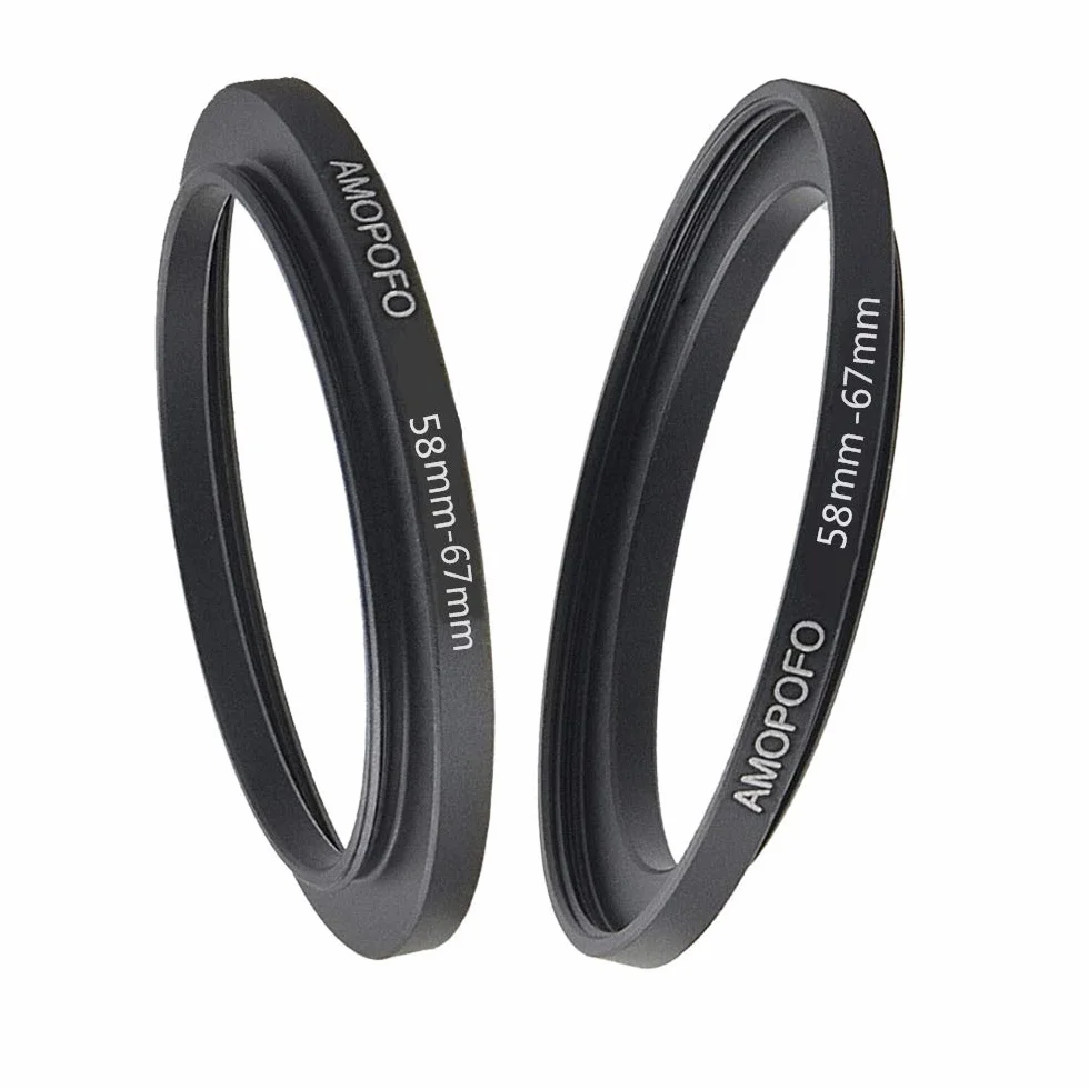 Bague d'adaptation de filtre en métal de 58 mm à 67 mm, bague d'adaptation de filtre Step up de 58 à 67 mm, pour objectif d'appareil photo avec filetage de filtre de 58 mm sur bague de filtre de 67