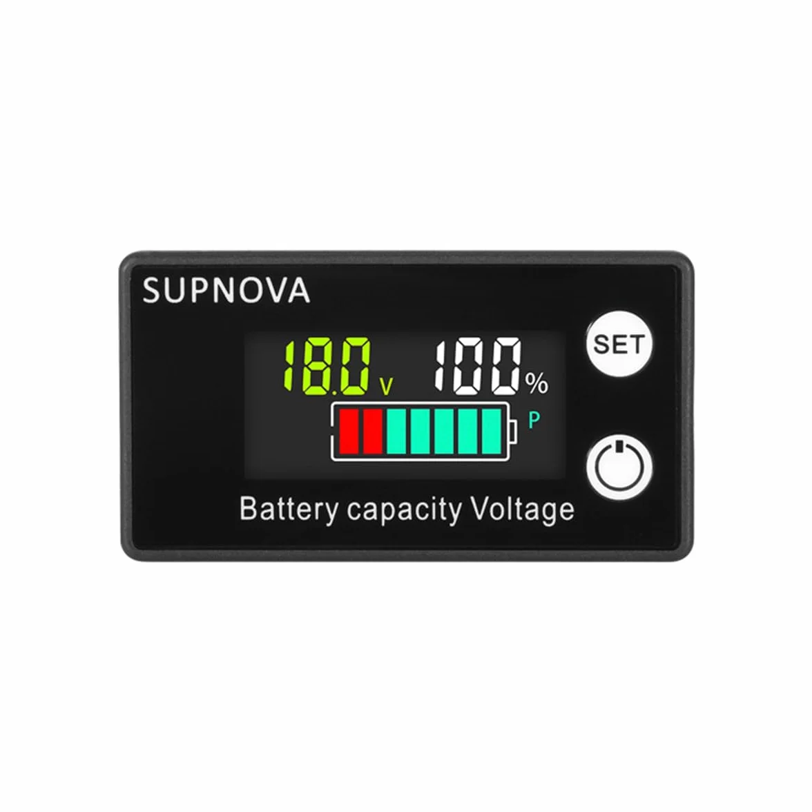 POFET Moniteur de batterie12V 24V 36V 48V 60V 72V 84V 8-100V LCD Capacité de Batterie numérique Testeur de pourcentage de capacité restante avec Alarme sonore et température
