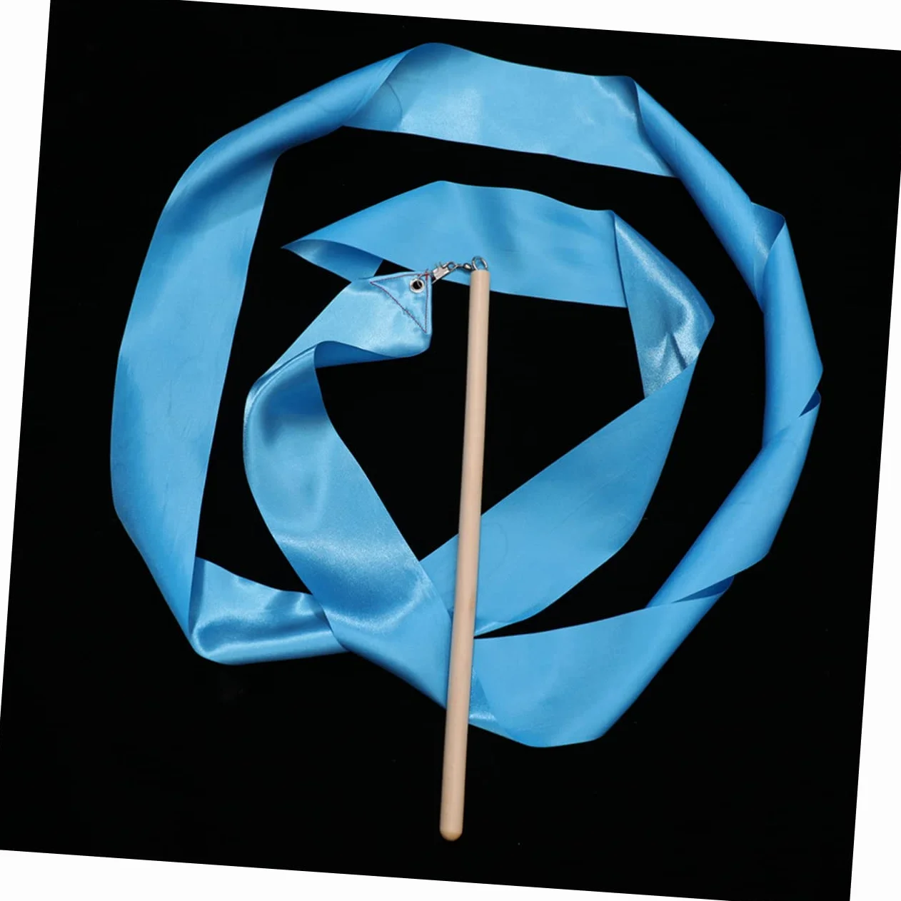 BESPORTBLE Ruban de Gymnastique Artistique Bleu 2 Pièces Poignée en Bois et Soie