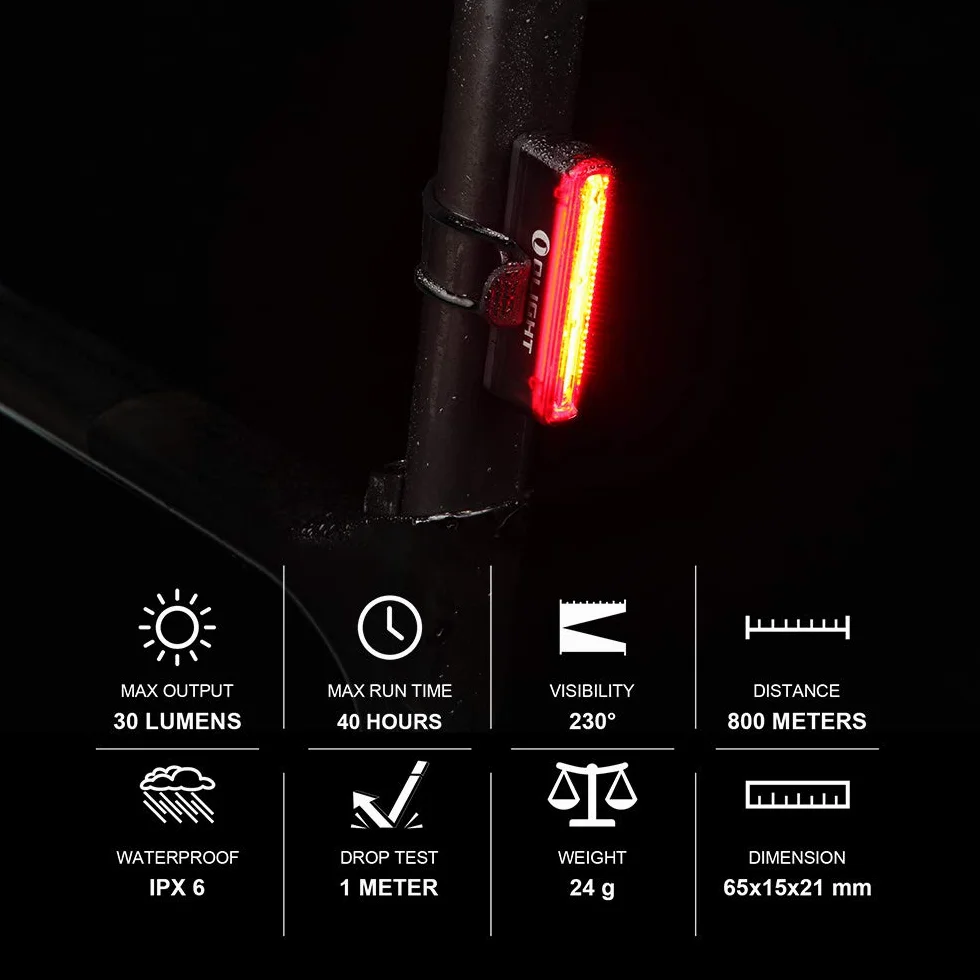 OLIGHT SEEMEE 30C Feu Arrière Vélo 30 Lumens 800 Mètres IPX6 Type C