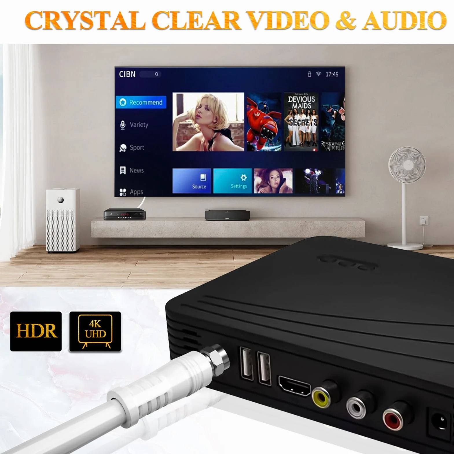 TUOLNK RG6 Câble d'antenne TV F mâle RG6 câble coaxial avec connecteur F femelle 75 Ohm, pour décodeur câble, TV, satellite, 6,6 pieds (2 M)