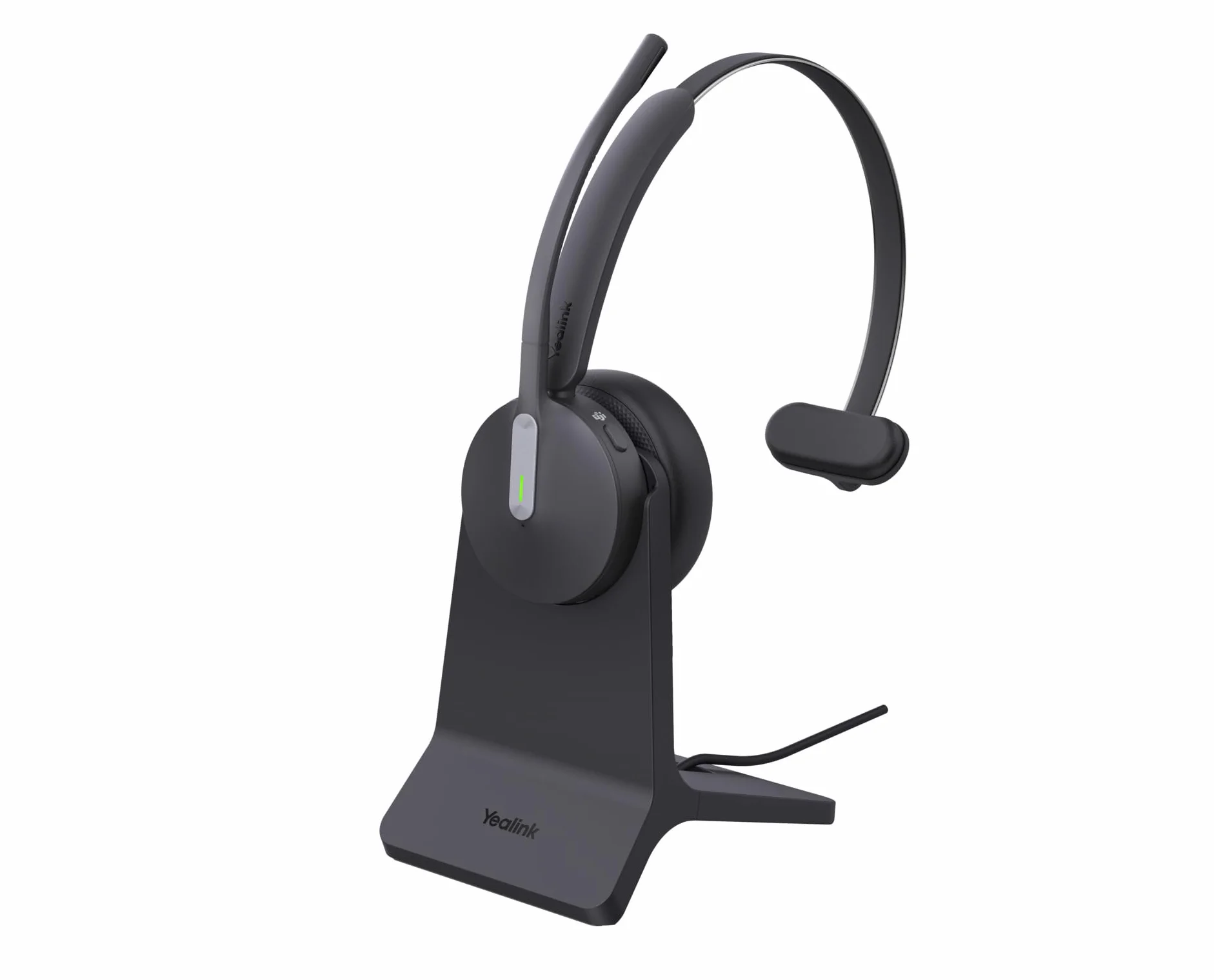 Yealink BH 70 Mono Teams Casque avec Support de Charge, Bluetooth, 3 Microphones, réduction du Bruit, autonomie de la Batterie 35 h, USB-C/A
