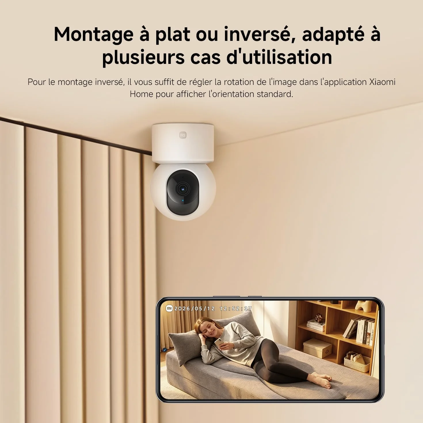 XIAOMI C301 Caméra Intérieure 2K 3MP 360° Surveillance WiFi 6 Détection Personnes Audio Bidirectionnel
