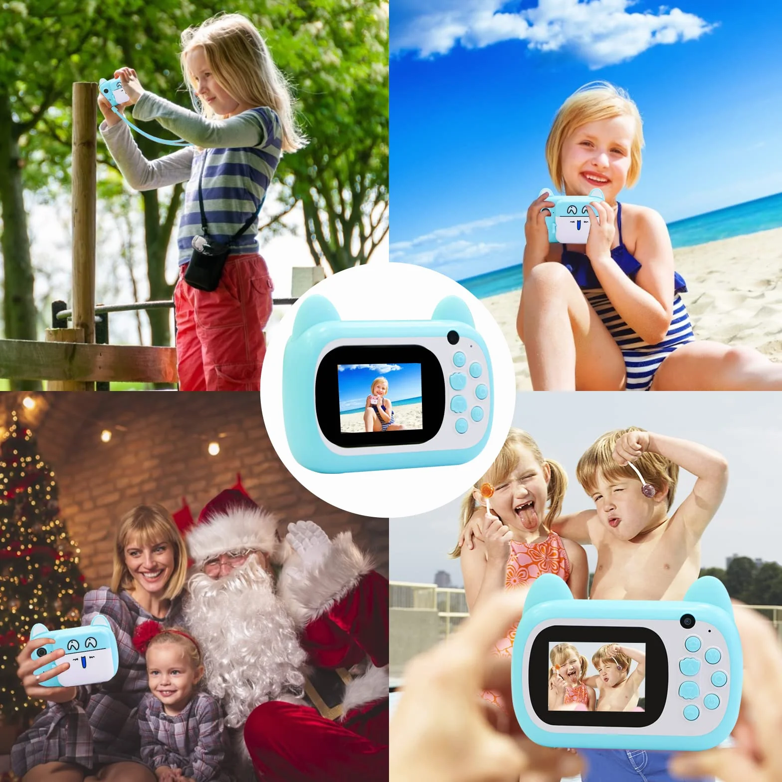 Appareil photo instantané , écran LCD de 6,1 cm, numérique pour enfants avec zoom 6x, double objectif 24 m et enregistreur vidéo 1080p, cadeau pour garçons et filles (vert)