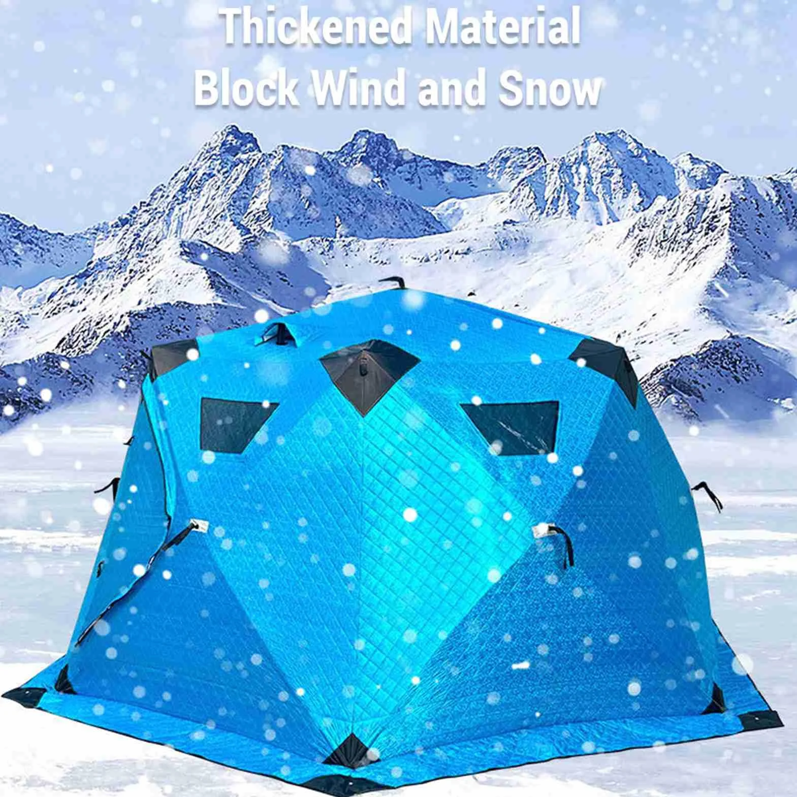 Tente de pêche sur glace design squelette épais double porte double trous de ventilation