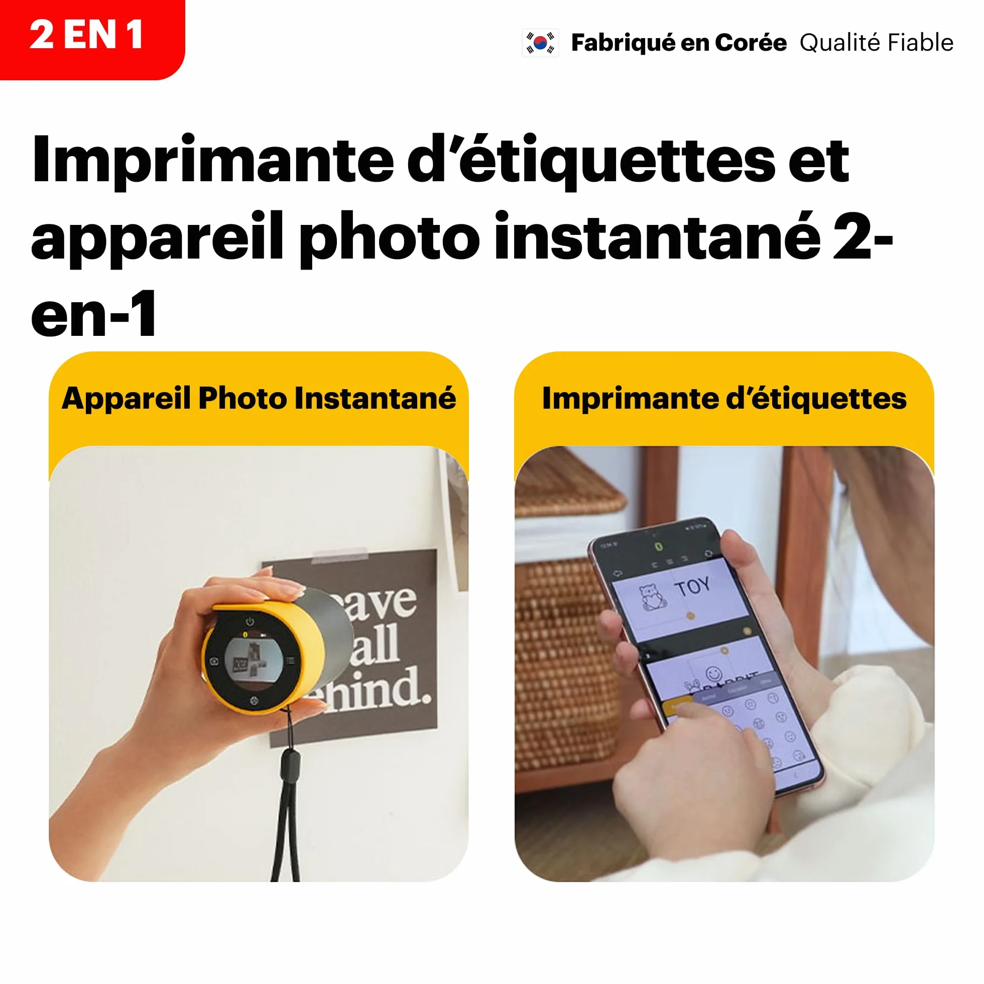 Kodak Memo Shot Era Cadeau Noel - Appareil Photo numérique instantané & Imprimante Photo, Jaune (Appareil Photo avec 1 Rouleau de Rouleau de Papier Photo One-Touch + 9 Rouleaux de Papier Photo Set)