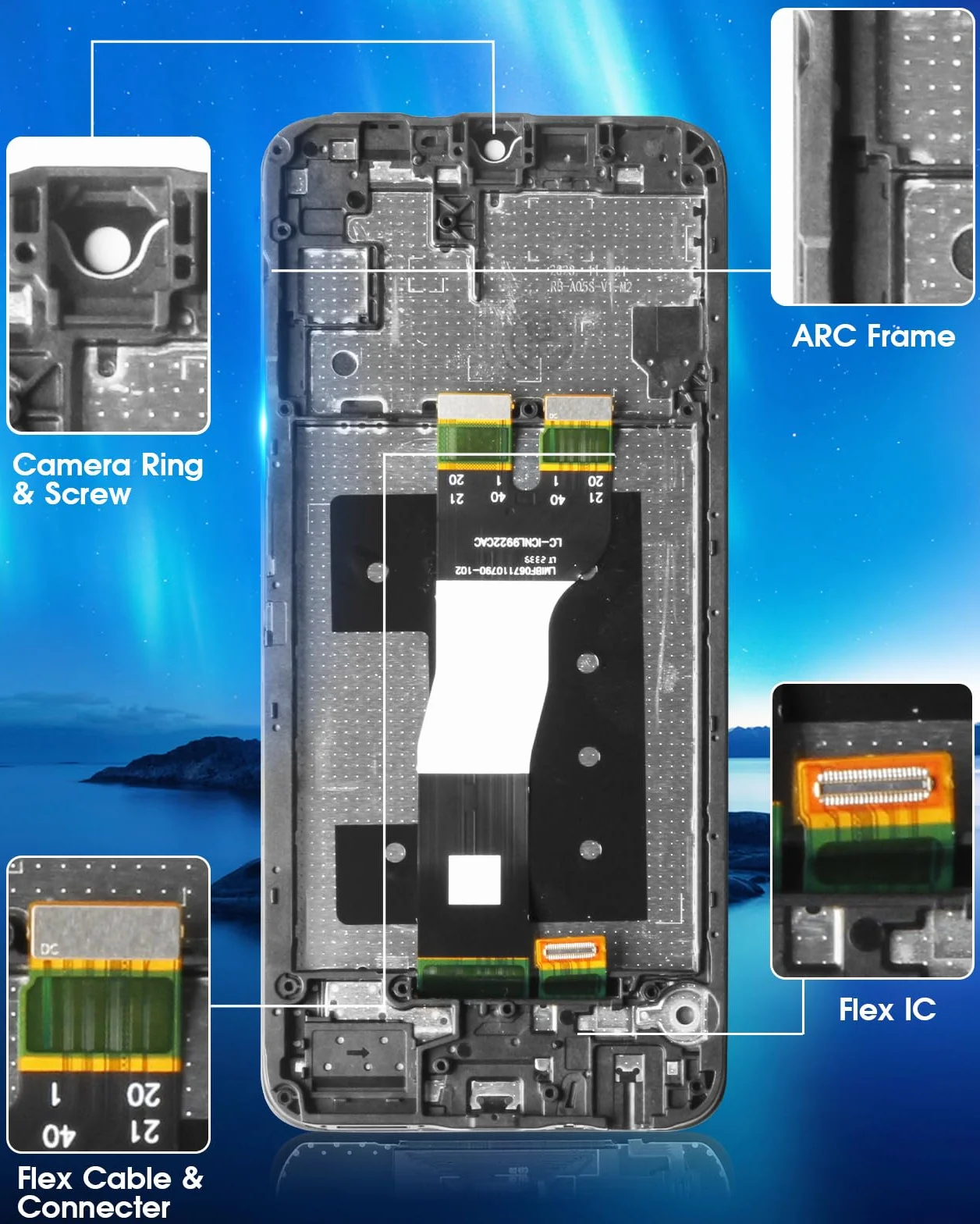 Écran LCD Samsung Galaxy A05s SM-A057G SM-A057M SM-A057F Remplacement Tactile Numériseur Noir Cadre 6,7"