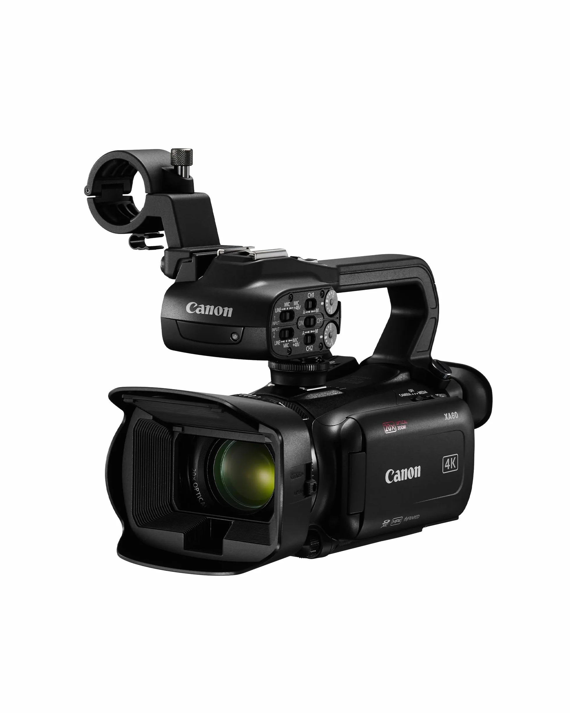 Canon XA60 - Camera 4K avec Autofocus Avancé et Zoom Optique 20x - Camera Professionnelle avec Stabilisation sur 5 Axes, Sortie HDMI et Diffusion HD en Direct en USB-C