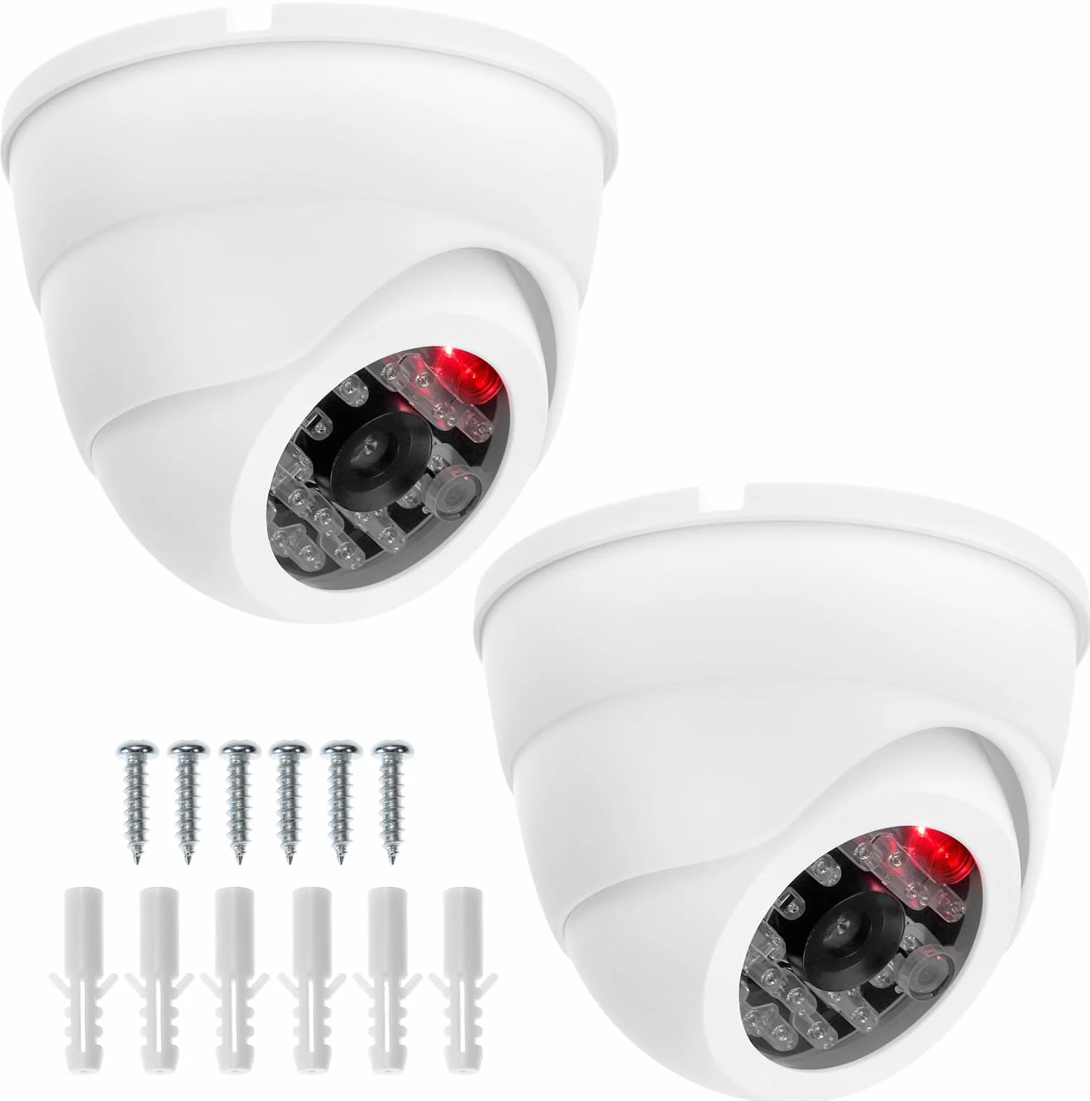 QWORK® 2X Caméra dôme factice avec LED - Fausse caméra pour intérieur et extérieur - Trompement réelle