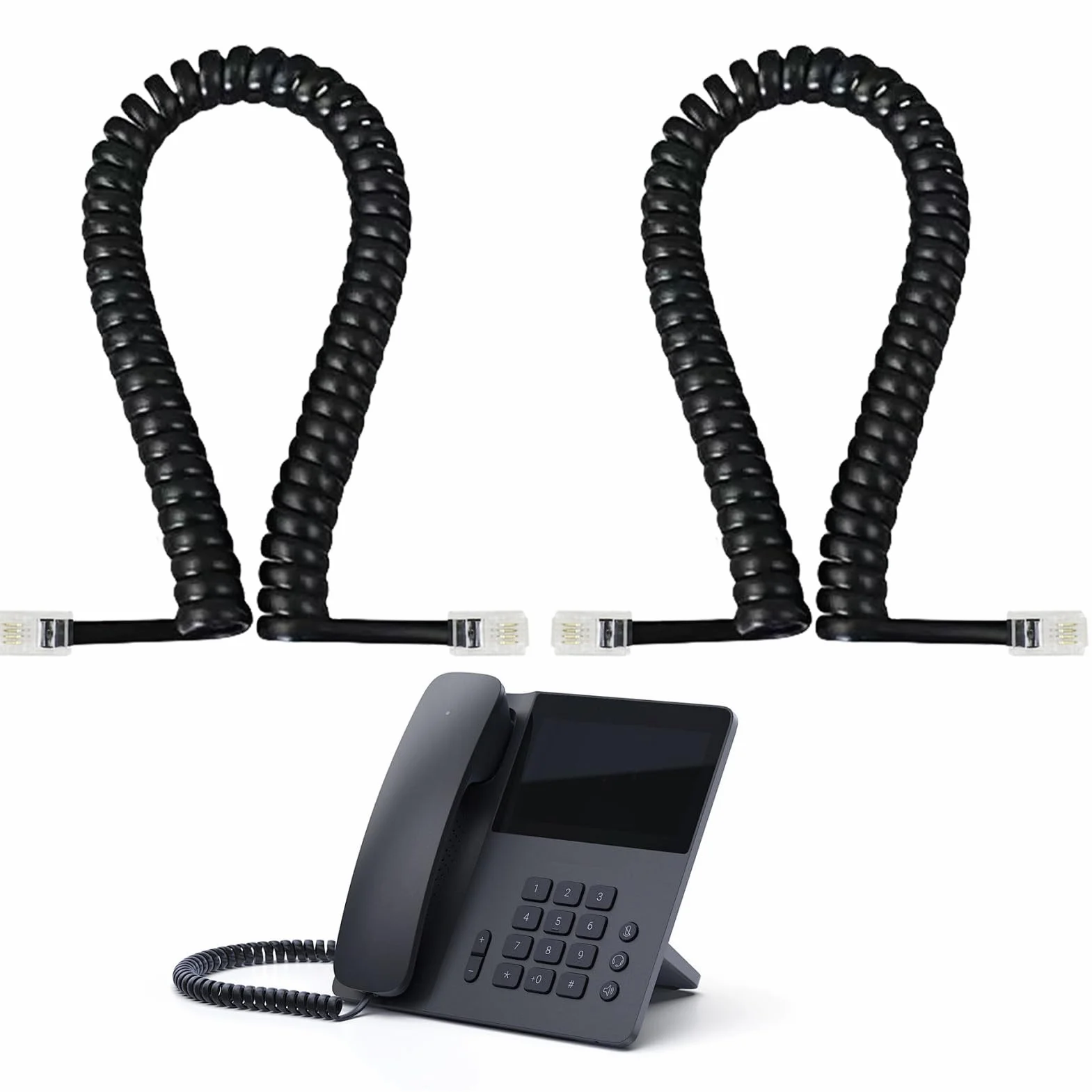 Cable Telephonique, 2 Pièces Cable Telephone Fixe 2,8 Mèter, Câble pour Combiné de Téléphone Fixe, Cable Telephone Fixe Rj9 Pour Téléphone Fixe du Bureau à Domicile, Noir