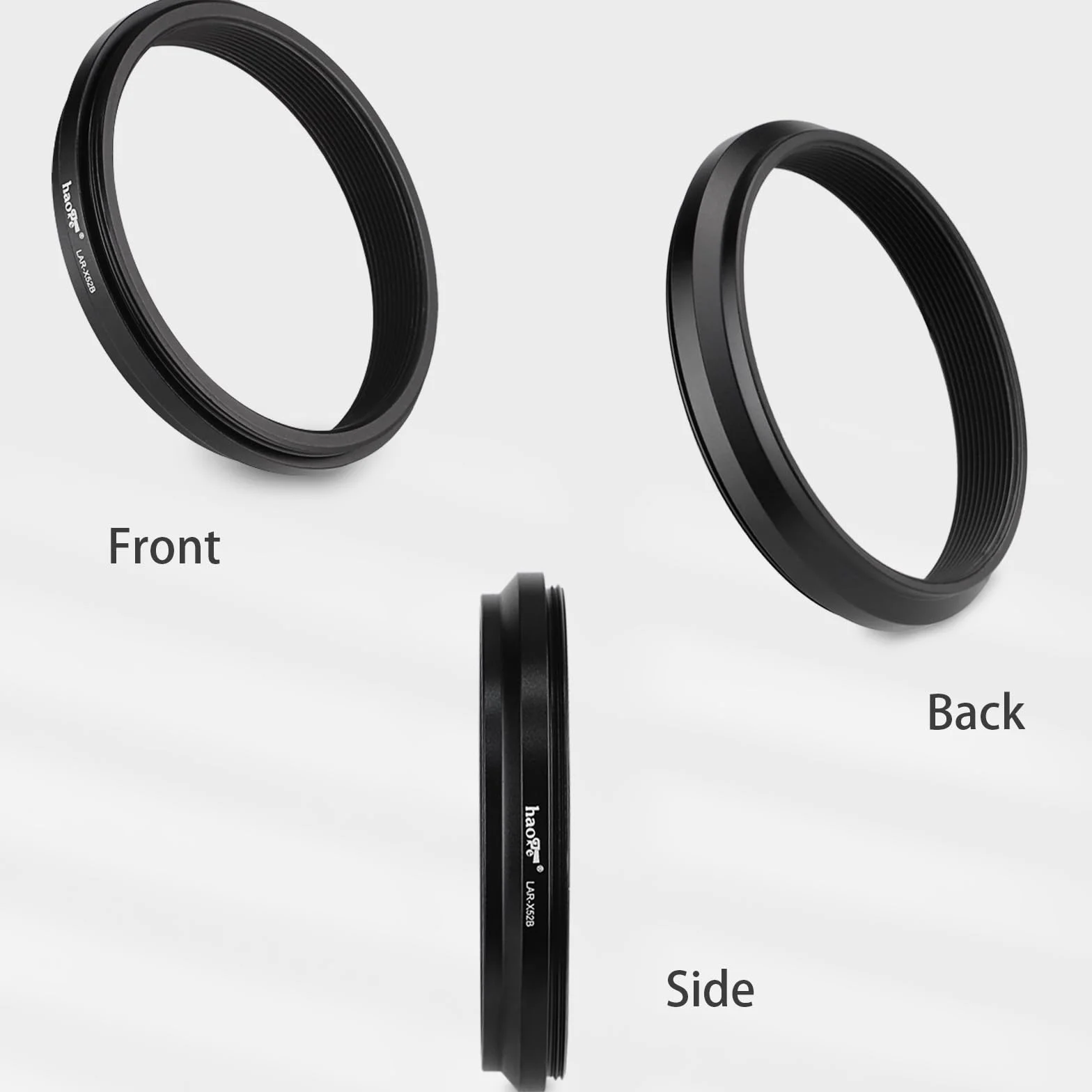 Haoge LAR-X52B Bague d'adaptation pour filtre d'objectif Fujifilm X100VI X100V 49 mm Noir