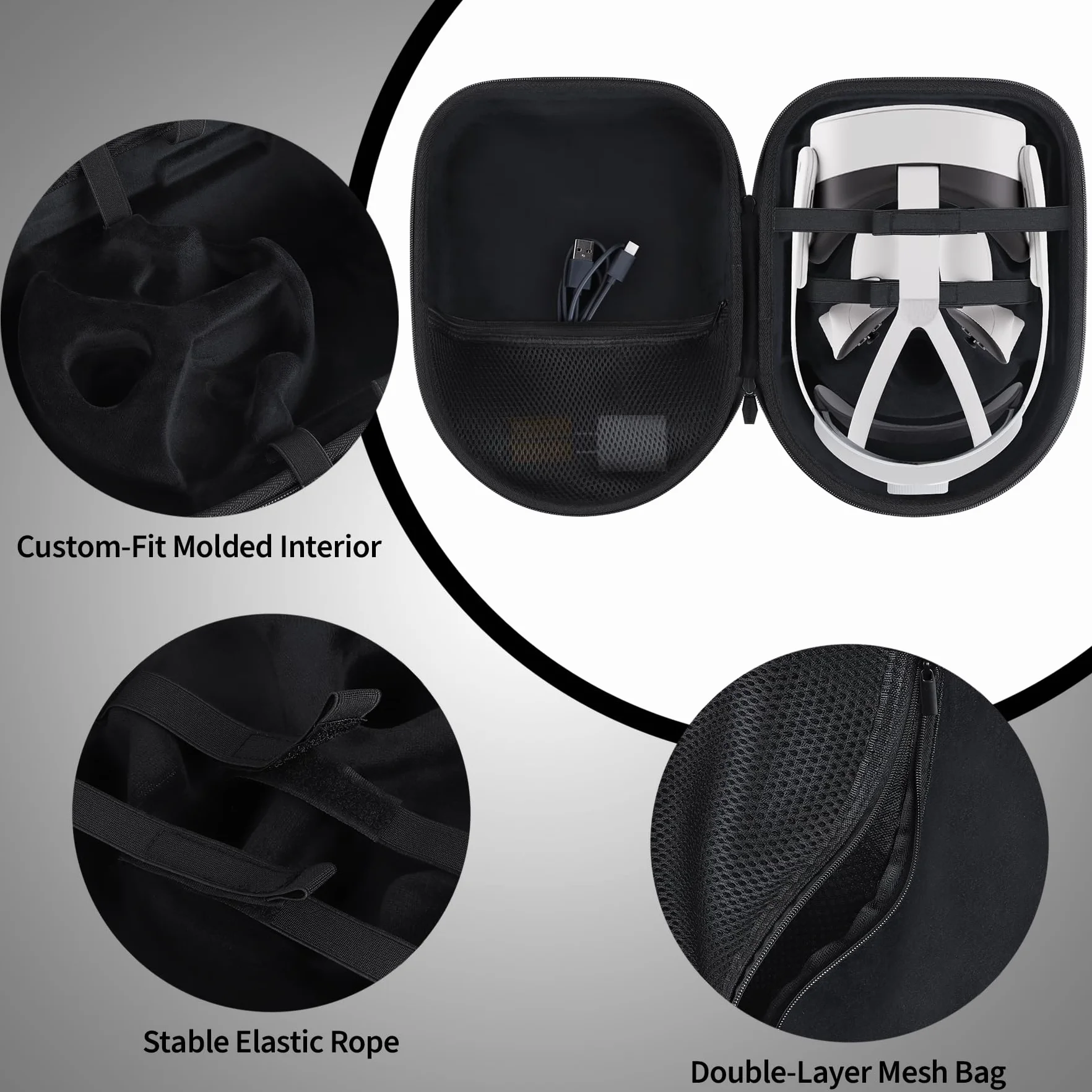 Dur Étui de Protection Compatible avec Meta Quest 2/3/3S Virtual Reality Casque et Accessoires de Contrôleur (Noir)