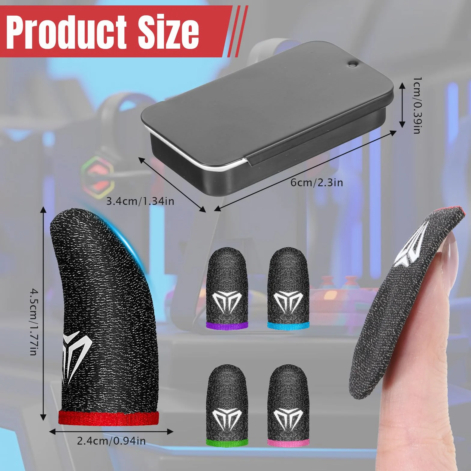 Qianyu Lot de 10 manchons de doigt de jeu mobiles avec étui, fibres argentées pour écran tactile pouce manchon de pouce soyeux anti-transpiration respirant protège-doigts gants adaptés à tous les jeux