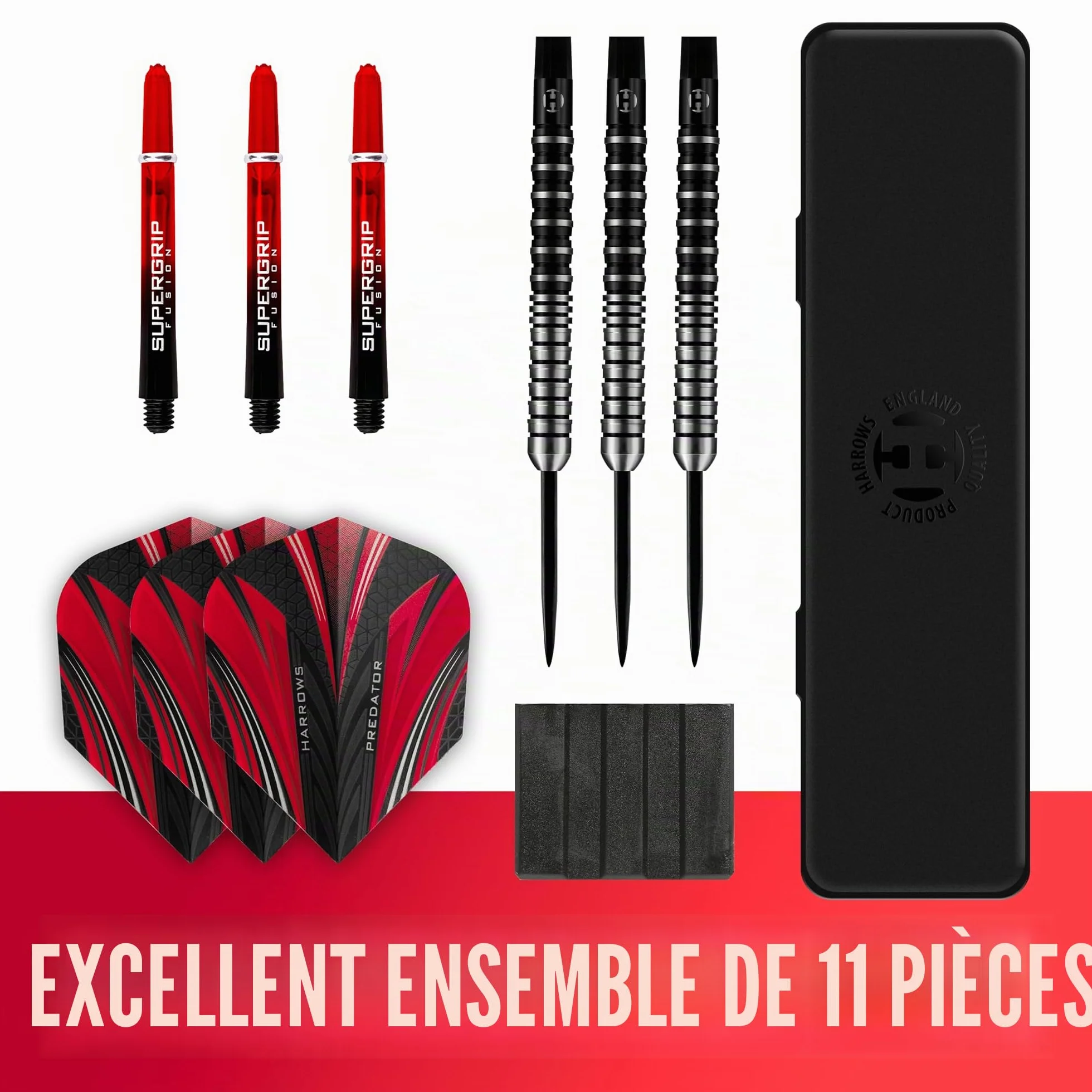 Harrows Predator fléchettes tungstène 90% pointe acier 21-26g avec étui