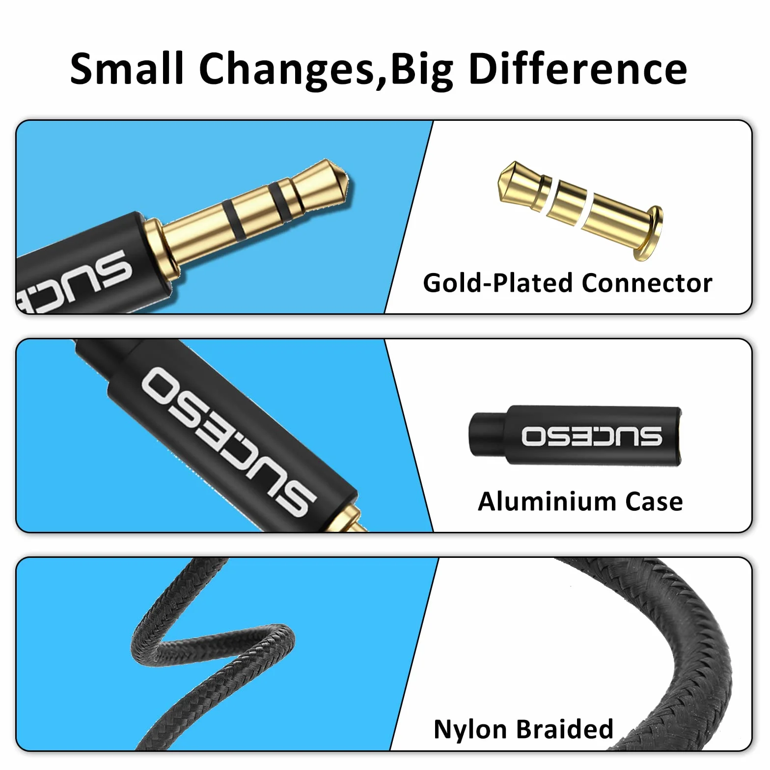 Splitter Audio Jack Double Jack 3.5mm Mâle vers 2 Femelle Câble Audio Splitter Stéréo Compatible pour Casques Audio, Enceintes, Smartphones,Tablettes,Lecteurs,PS4,MP3,Phone, Samsung- 35cm(Noir)