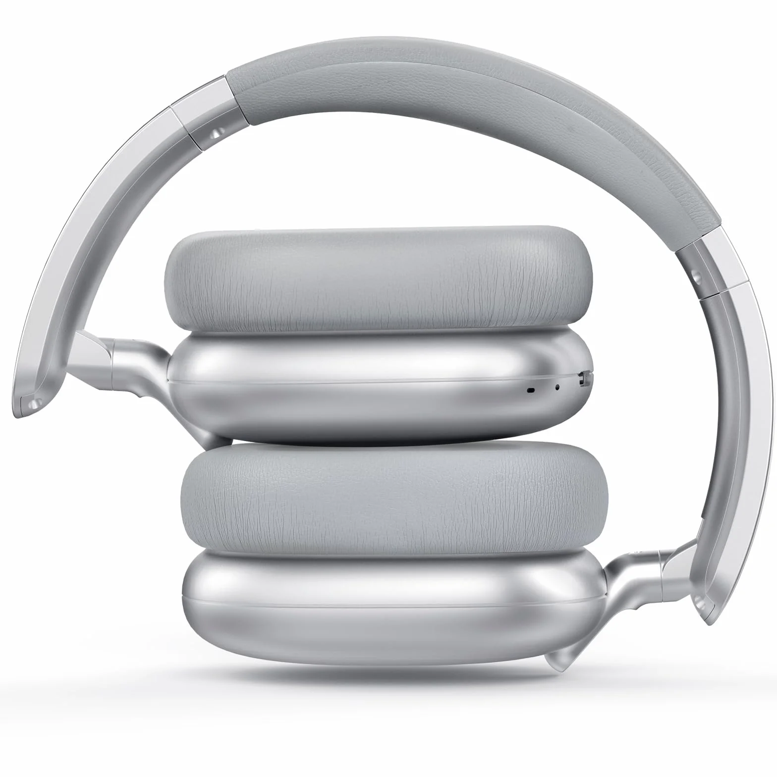 Casque Audio C6 à réduction Active du Bruit, Casque Bluetooth Supra-auriculaire sans Fil, Design Pliable léger, Oreillettes Confortables avec Basses Profondes, avec Micro Argent