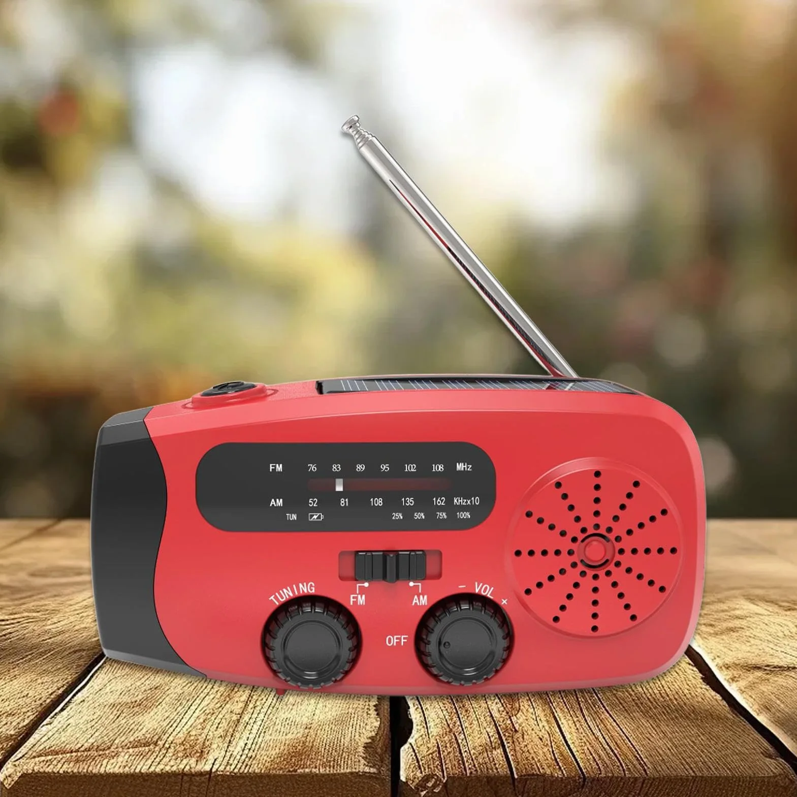 Radio Portable AM FM avec Chargeur Solaire Manivelle USB Lecteur MP3 pour Camping Randonnée