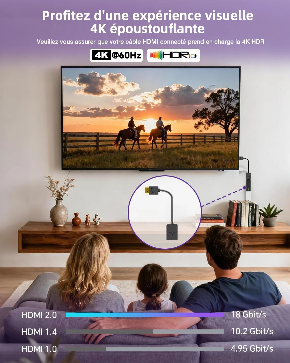 VCELINK Rallonge de Câble HDMI Male Femelle 4K Prolongateur HDMI Mâle Femelle pour TV Stick 14CM
