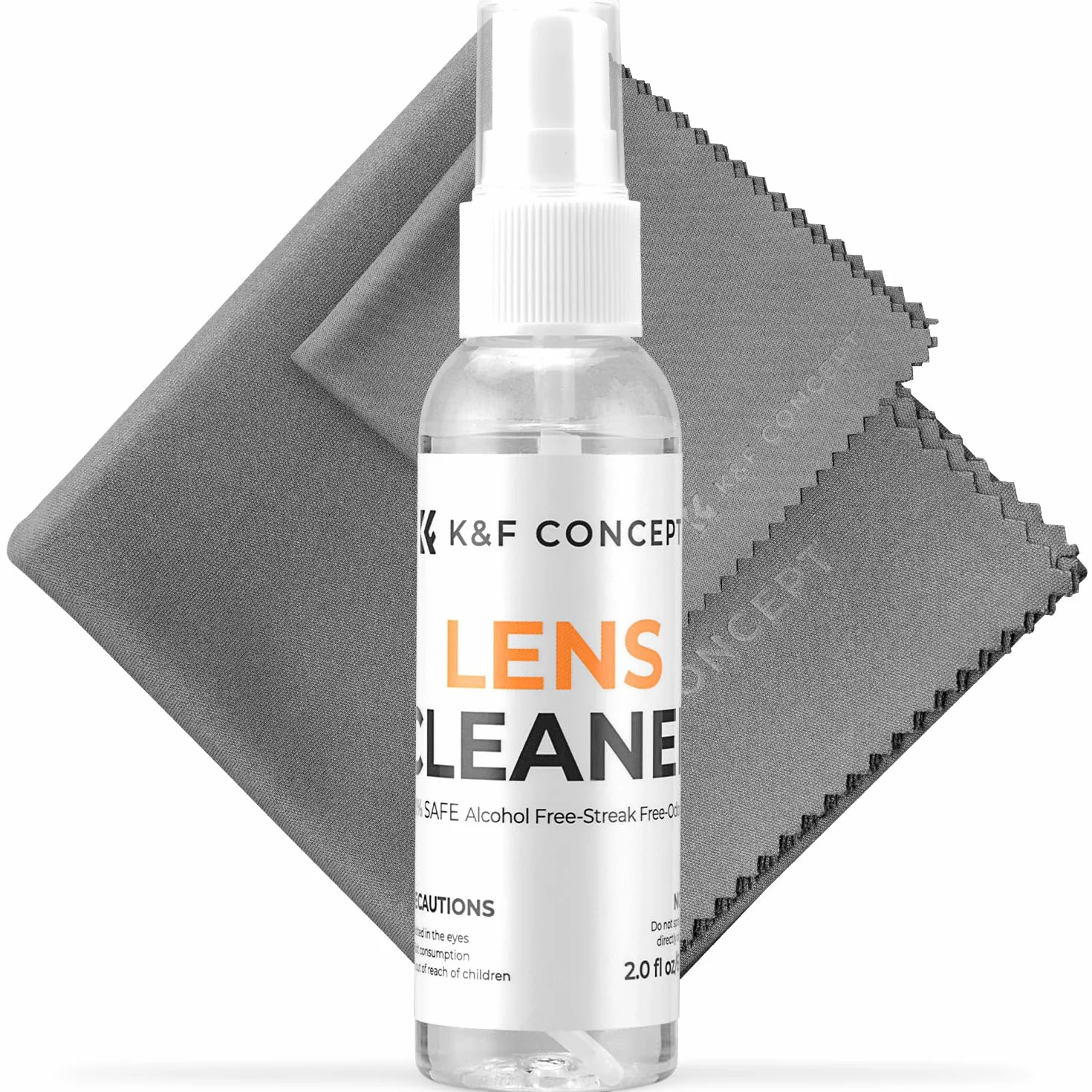 K&F CONCEPT Kit de Nettoyant pour Lunettes de Vue, Objectif Photo, Écran, Caméra, TV, Smartphones, Nettoyage en Douceur sans Alcool - Chiffon Microfibre 15x15cm + 40x40cm + Spray Nettoyants 60 ML