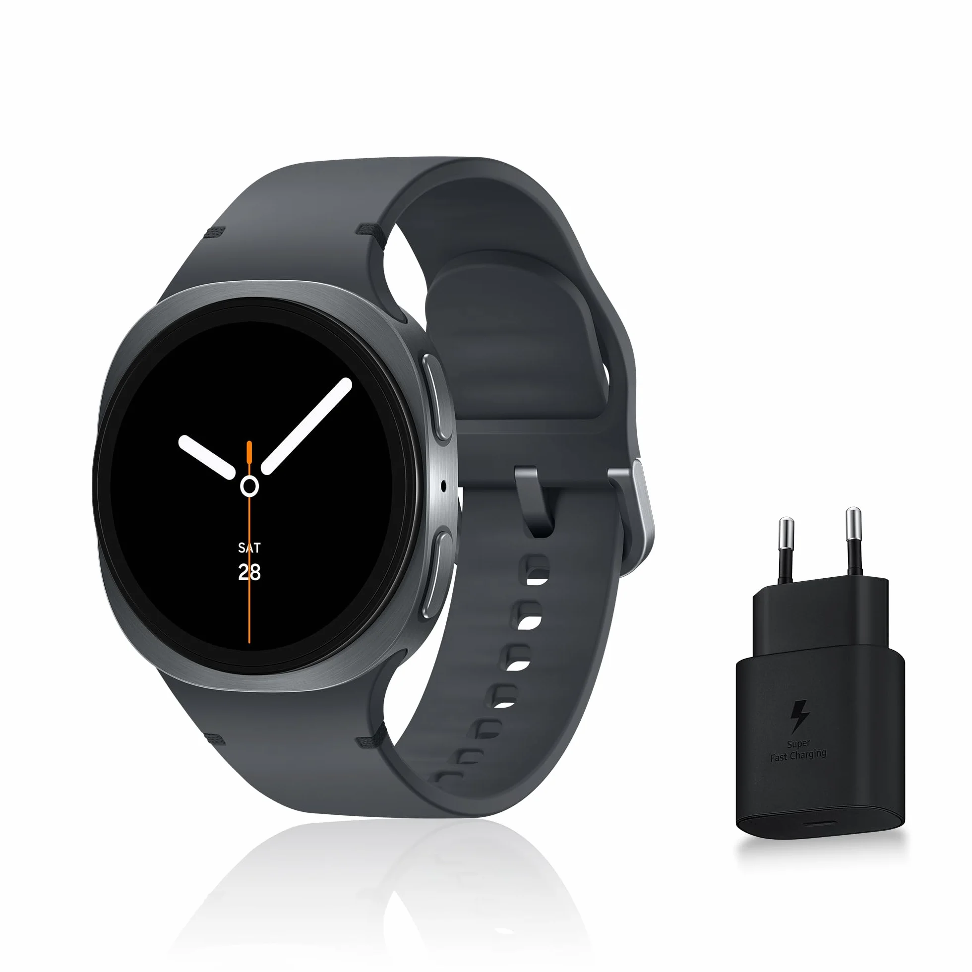 Samsung Galaxy Watch8, Montre Connectée, Coach Running, Coach Sommeil, Galaxy AI, Bluetooth, 40mm, Graphite, Chargeur Secteur Rapide 25W Inclus, Version FR