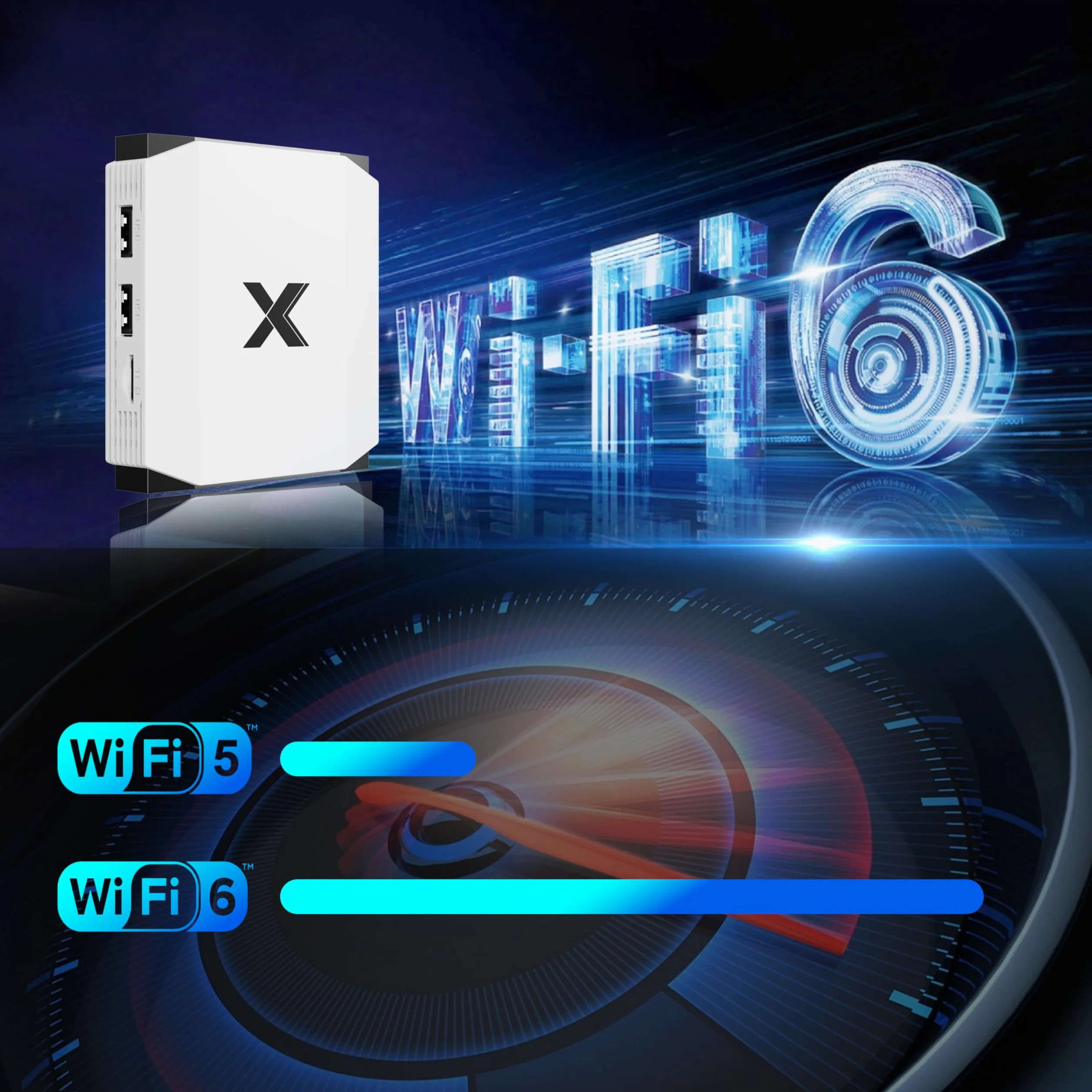 Boîtier TV Android 4Go RAM 32Go ROM 4K Ultra HD WiFi 6 Double Bande Bluetooth Design Compact
