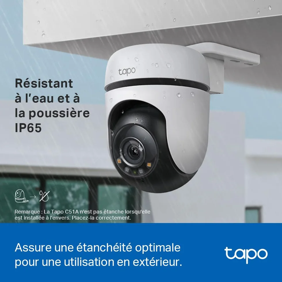 Tapo C510W 2K Caméra de Surveillance WiFi Extérieur 360° Vision Nocturne Couleur IP65