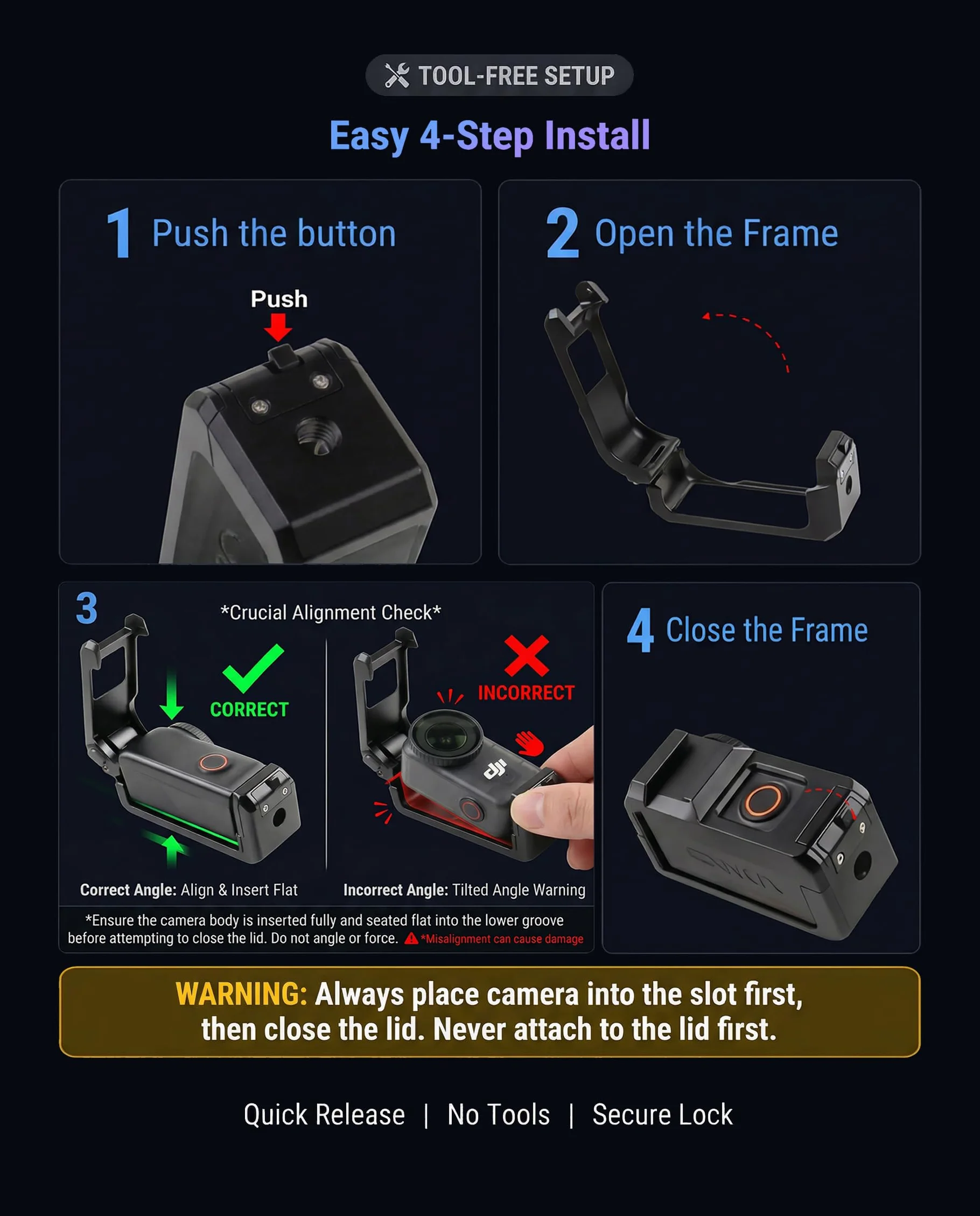 iDaPro Étui de protection en aluminium pour DJI Osmo Nano, cadre anti-rayures à dégagement rapide