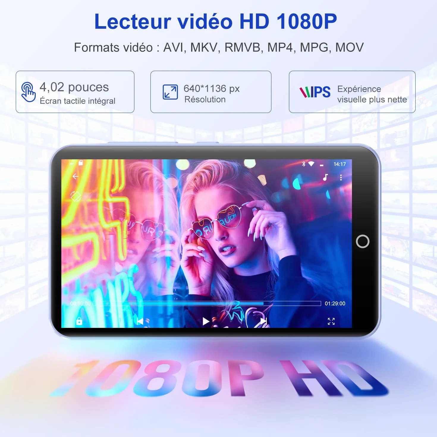 Joliker Lecteur MP3 80Go WiFi Bluetooth 4.02 Pouces Touchscreen MP4 avec Haut-parleurs Caméra 13MP Android Spotify Deezer