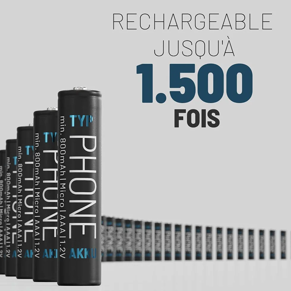 ABSINA 4X AAA Batterie Gigaset 800 mAh NiMH 1,2V - Piles pour téléphone Batteries, Pile pour Telephone Fixe sans Fil - Compatible avec A400 A415 AS405 A510 AS690 C430 C530HX E560 CL660HX