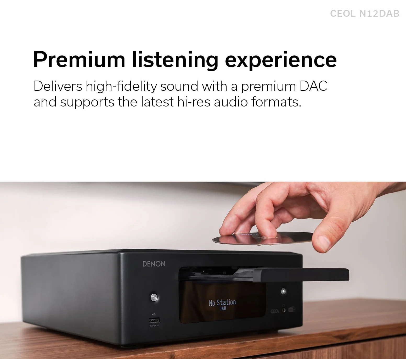 Denon CEOL N12DAB Système Tout-en-Un Lecteur CD Radio DAB/FM HDMI ARC HEOS Noir