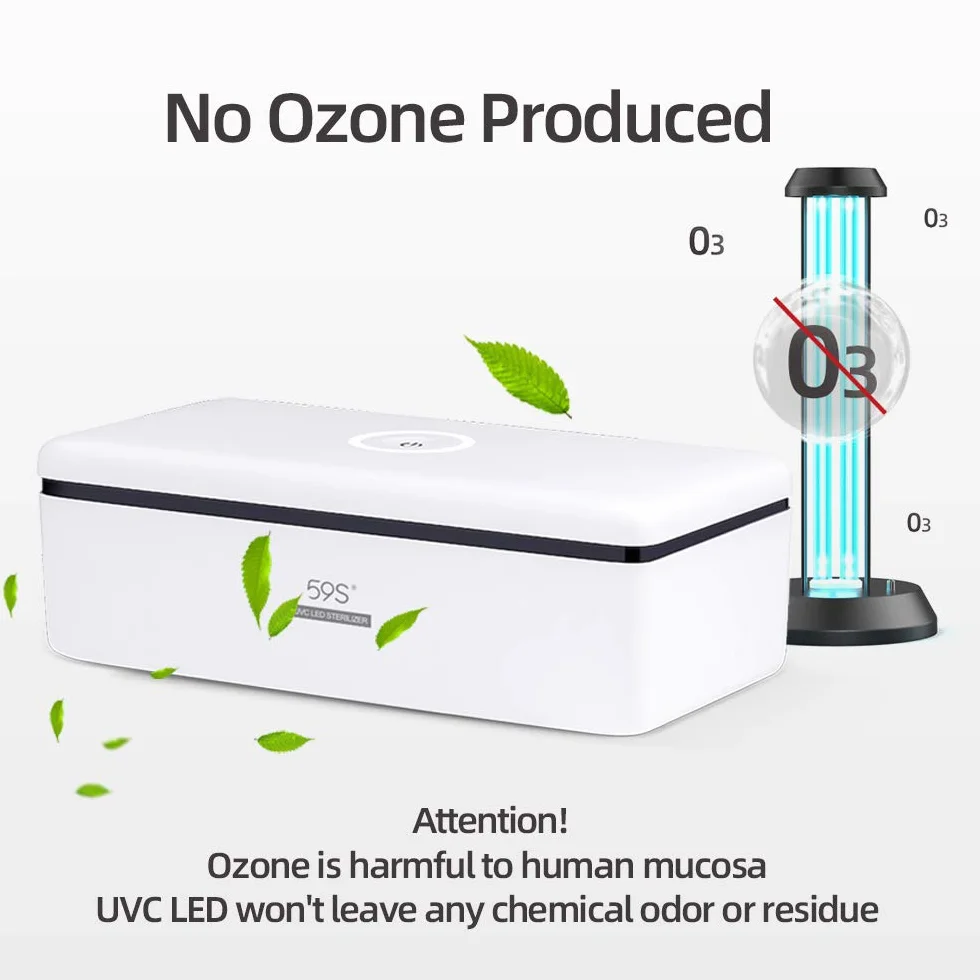 59S UV Stérilisateur LED Box avec 8 perles Lampe de Stérilisation Rapide 99,9%, Adaptée aux Téléphones Portables, à l'esthétique, aux Outils de Beauté et aux Soins Personnels