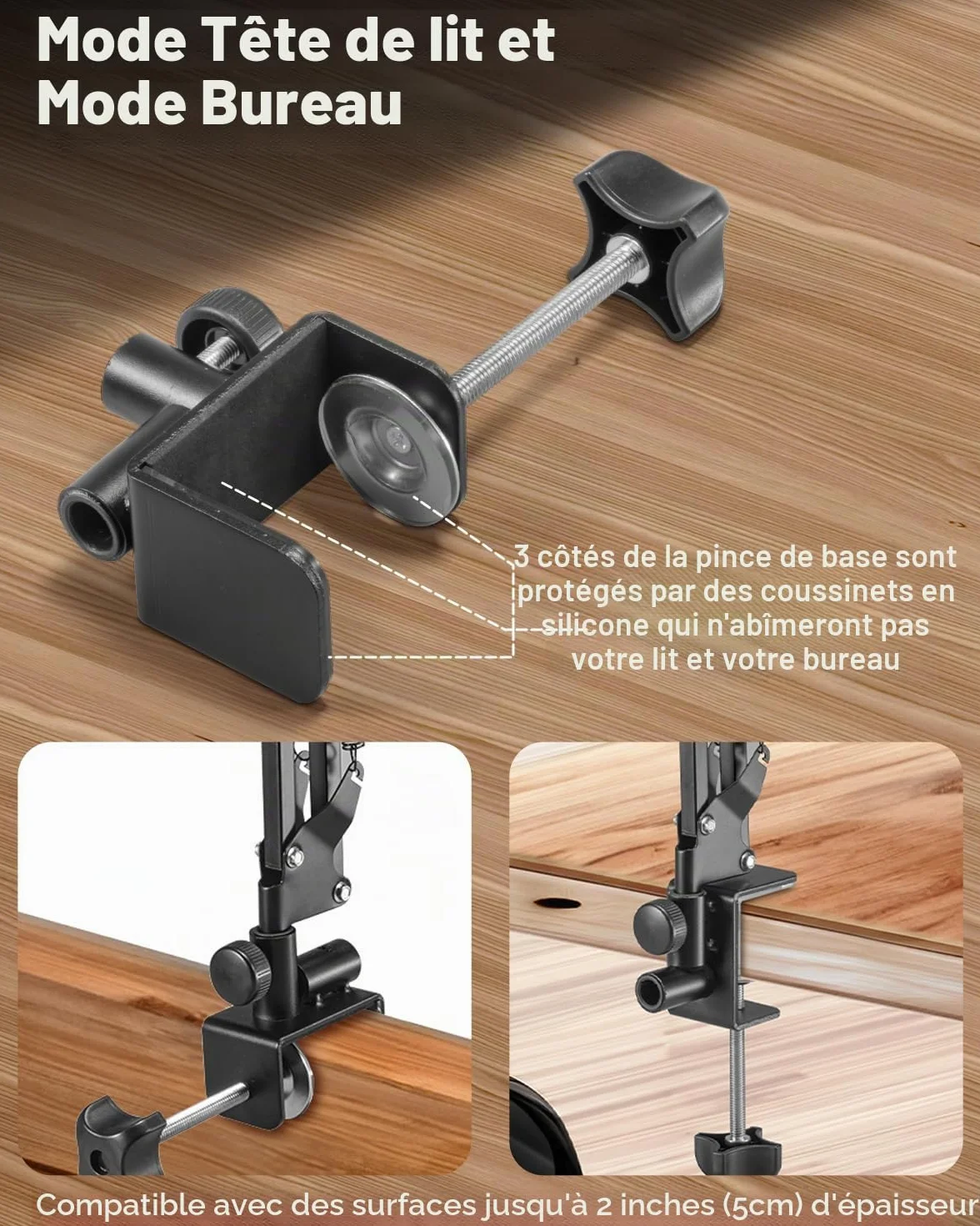 Support de téléphone portable pour lit Bras long flexible pour iPhone 15, 14, Pro Max, SE, 13, 12, 11, X, XS, 8, 7, Galaxy S23, S22, et smartphones de 4 à 7
