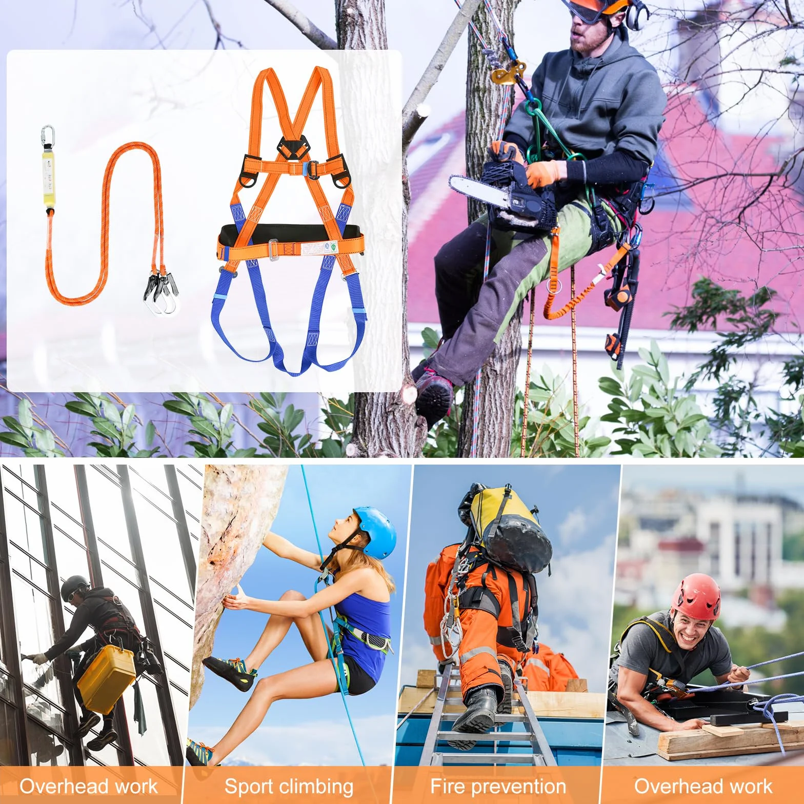Ensemble ceinture sécurité complète F amovible passants poitrine protection chutes taille hanches alpinisme